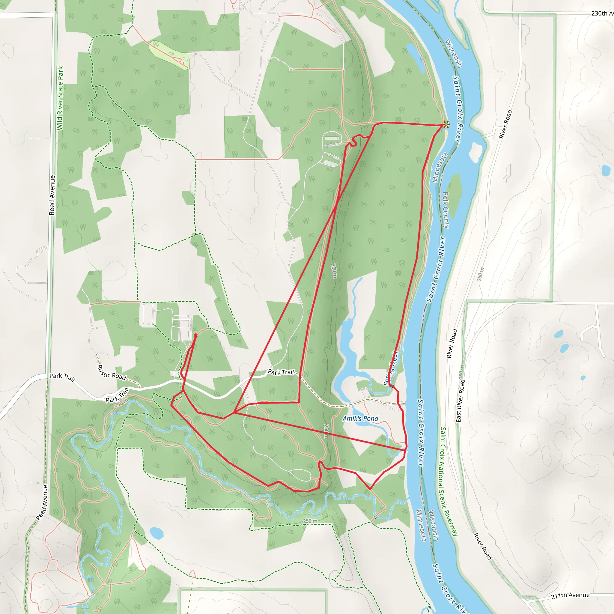 Amik's Pond Loop via Saint Croix River mobile static map