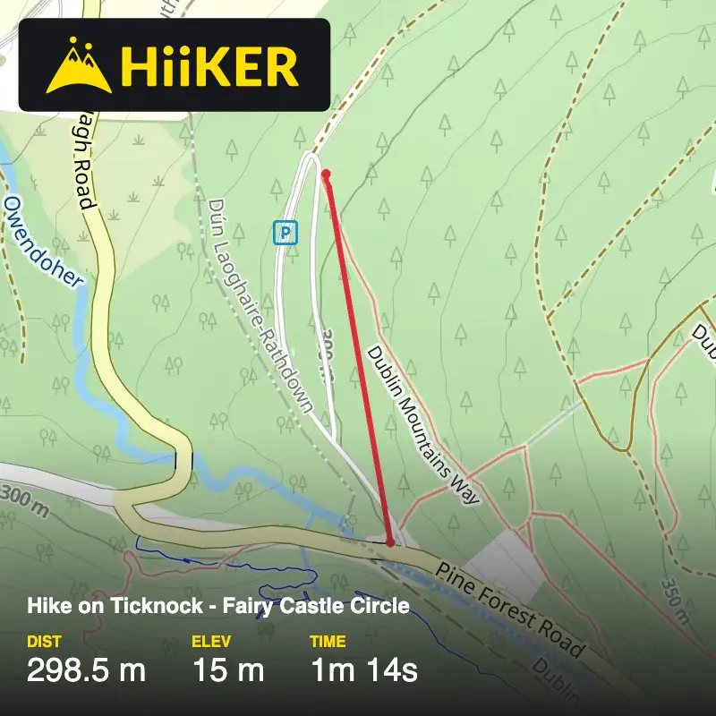A map preview of the recording Hike on Ticknock - Fairy Castle Circle.