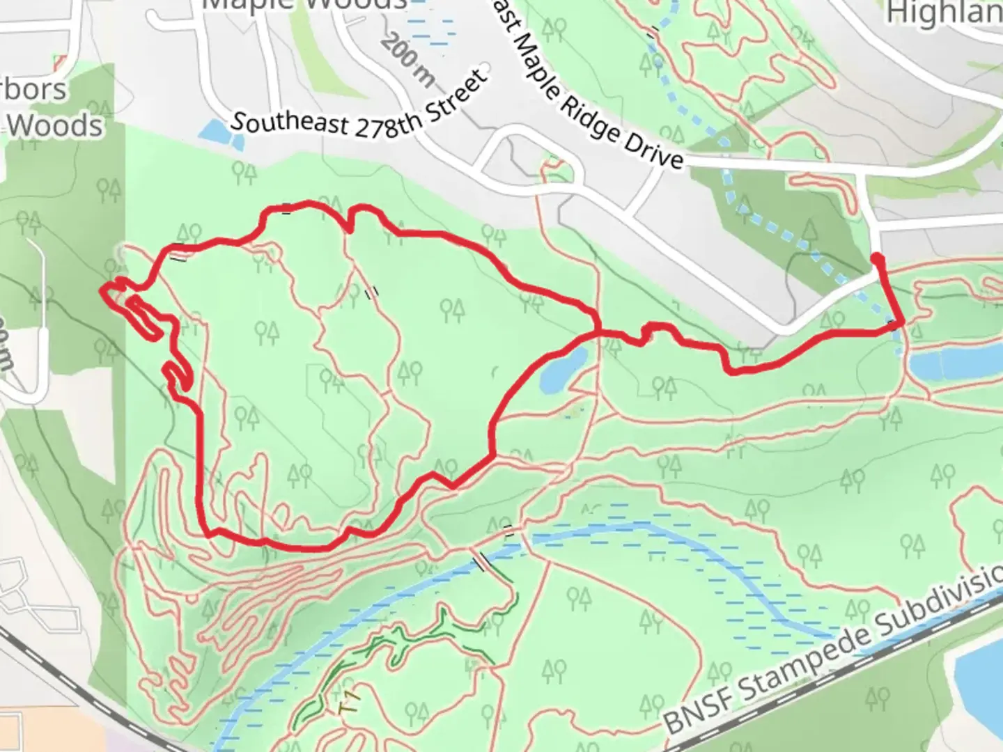 An image depicting the trail Stinger, Once Upon A Time and Rabbithole Loop and its surrounding area.