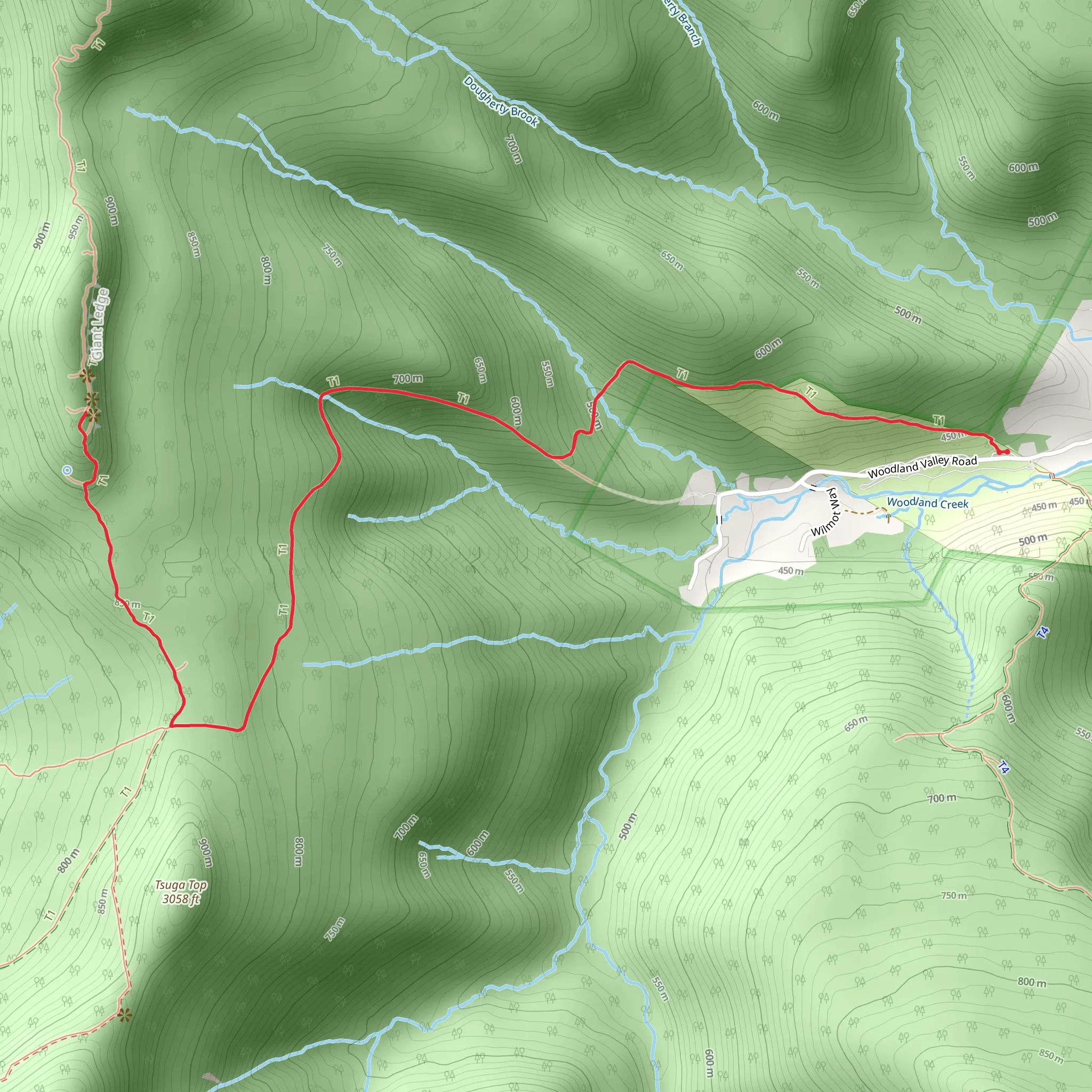 Giant Ledge via Woodland Valley Road mobile static map