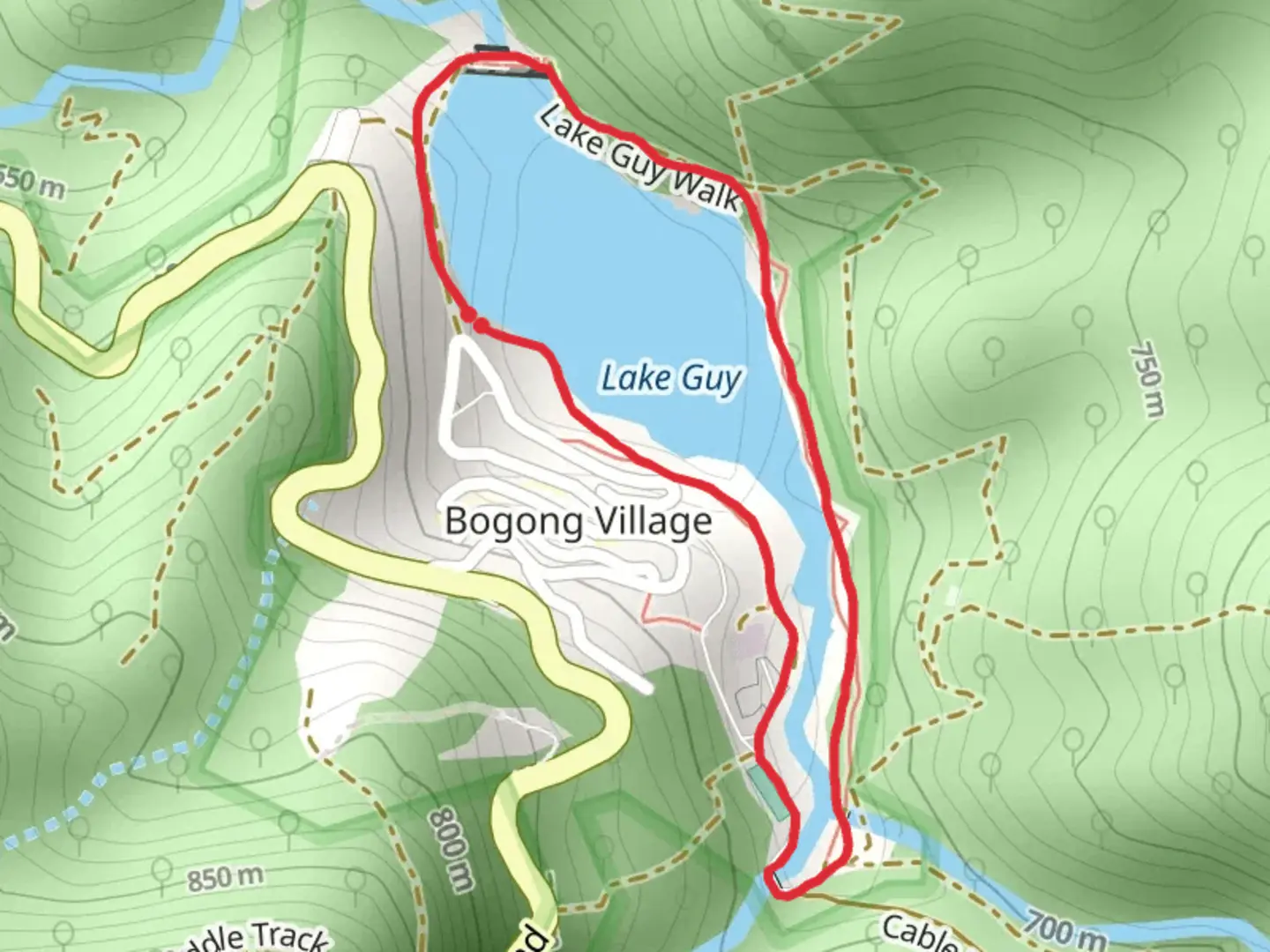An image depicting the trail Lake Guy Walk and its surrounding area.