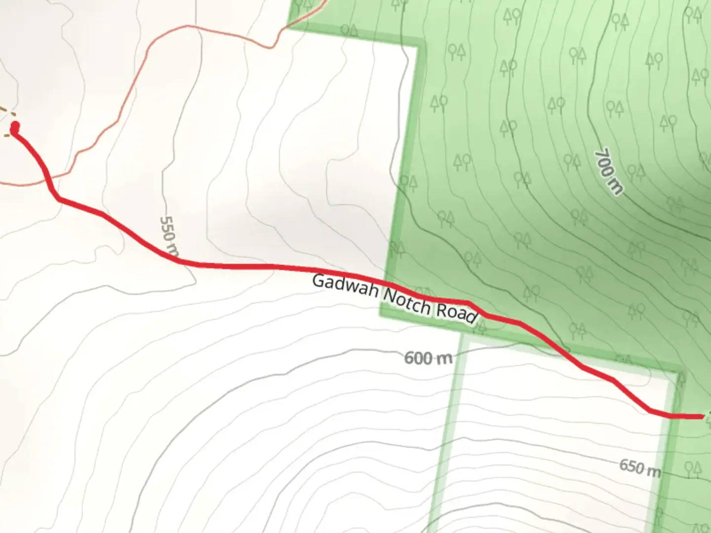 An image depicting the trail Gadwah Notch Road Trail and its surrounding area.