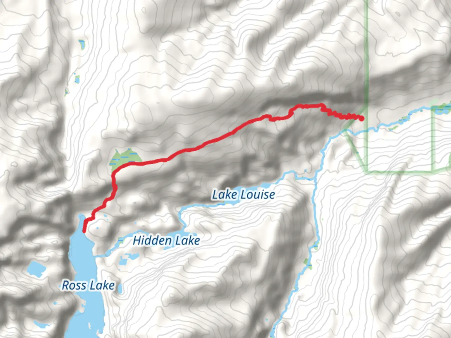 An image depicting the trail Rose Lake via Whiskey Mountain Cutoff and its surrounding area.