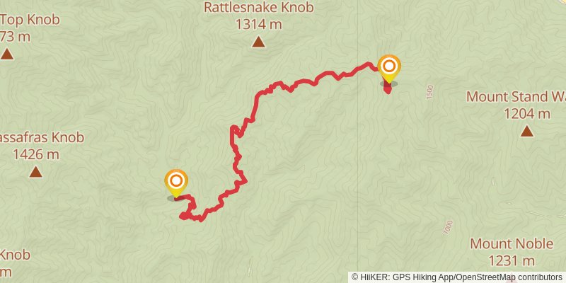 Mountains - to - Sea Trail via BMT stage 2 Map