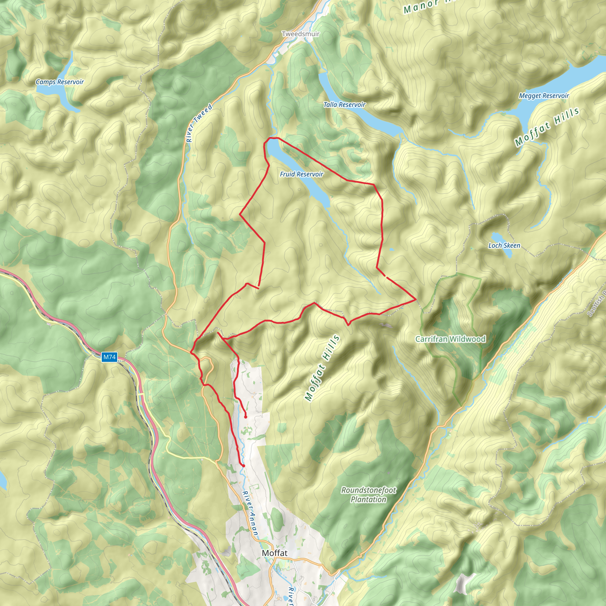 Moffat Hills from Annan Water mobile static map
