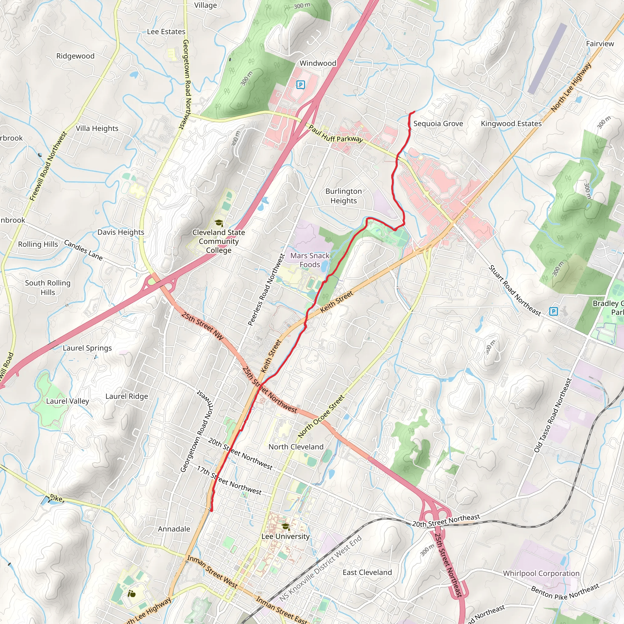 Mouse Creek Greenway mobile static map
