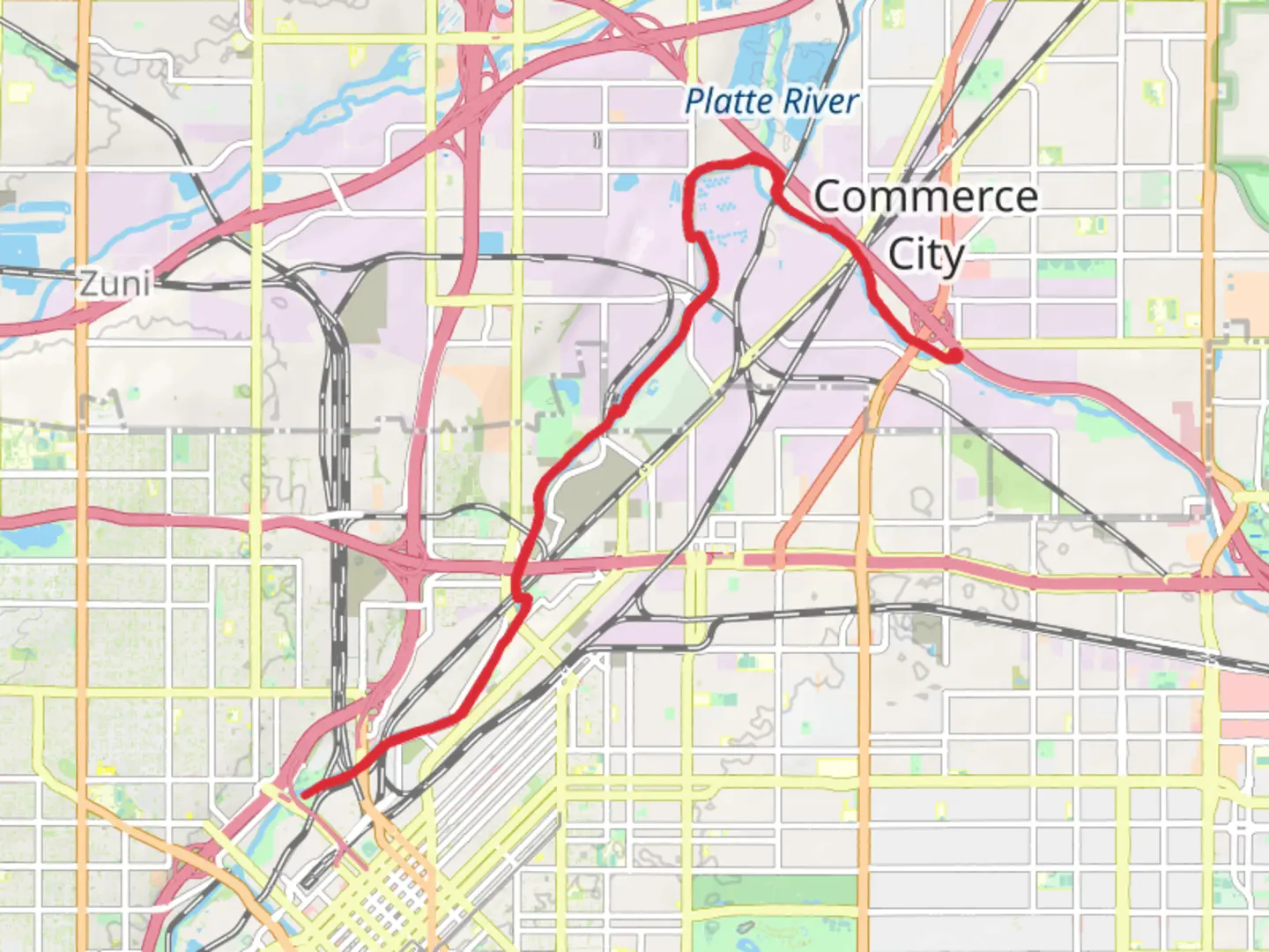 An image depicting the trail Sand Creek and South Platte River Trail and its surrounding area.