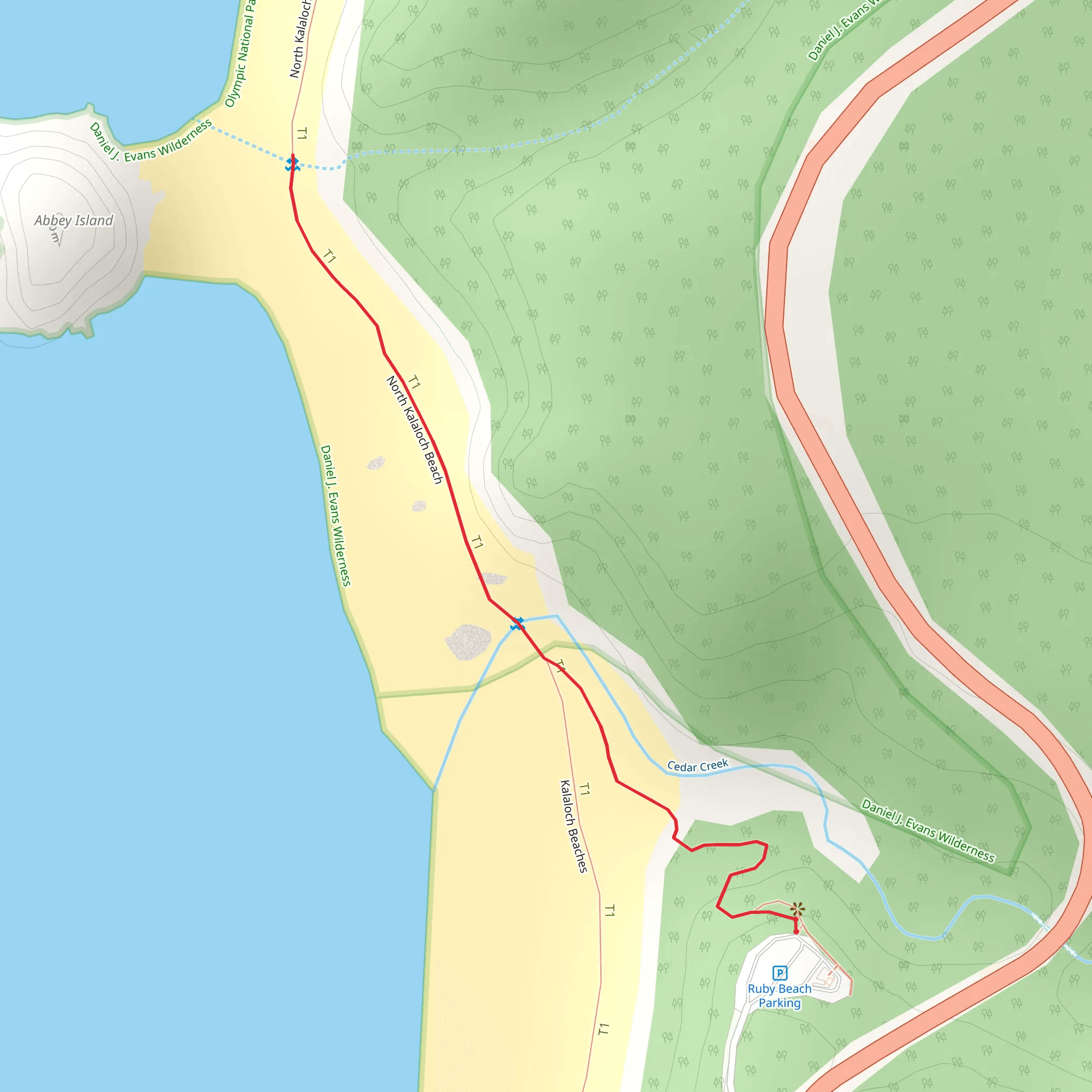 North Kalaloch Beach mobile static map