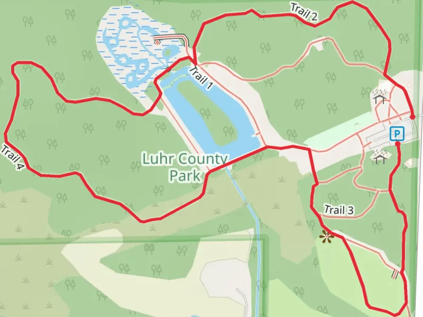 An image depicting the trail Trail 2 and Trail 4 Loop and its surrounding area.