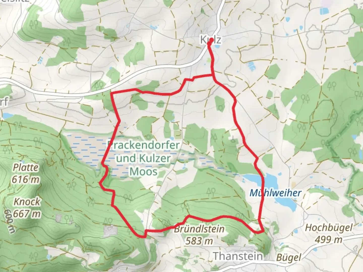 An image depicting the trail Altdamm Weiher via Moosweg and its surrounding area.