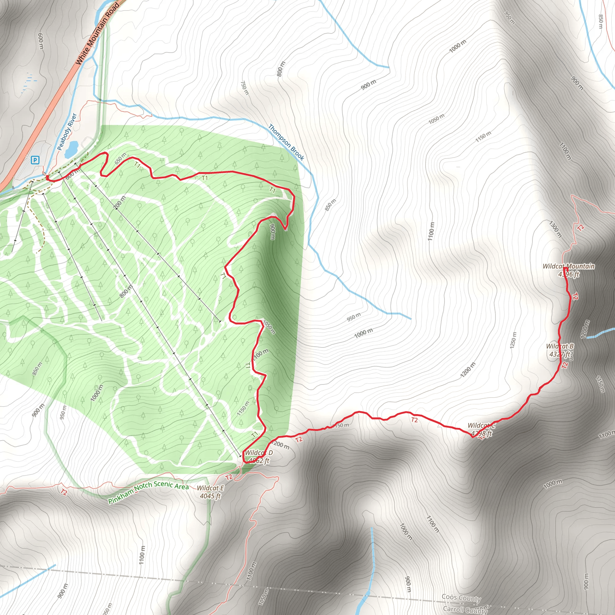 Wildcat Mountain via Stray Cat Trail mobile static map
