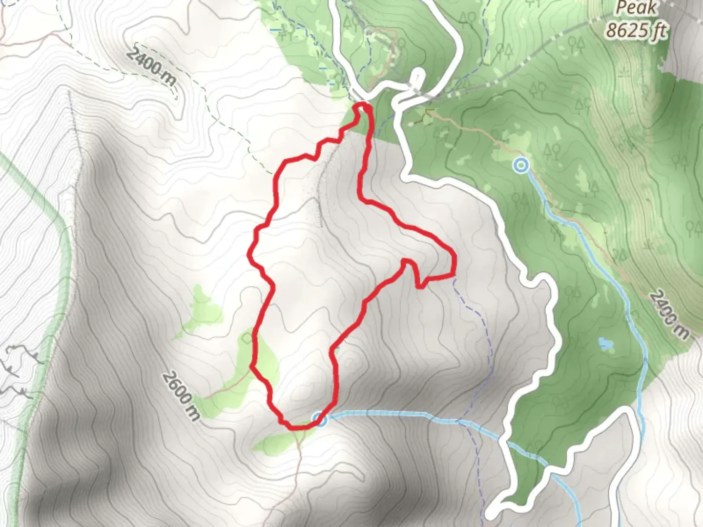 An image depicting the trail Horse Flat Trail and Lame Horse Trail and its surrounding area.