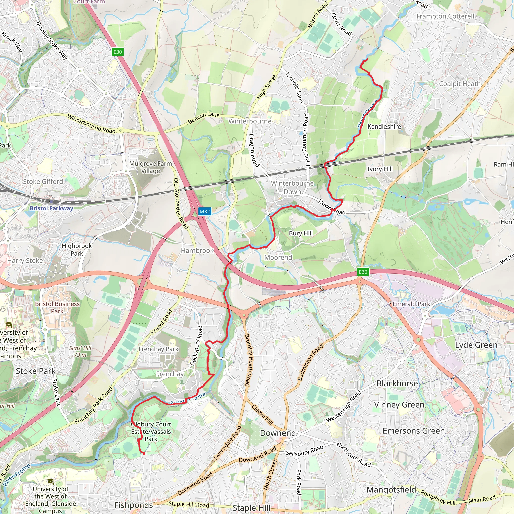 River Frome Walk from Oldbury Court Estate mobile static map