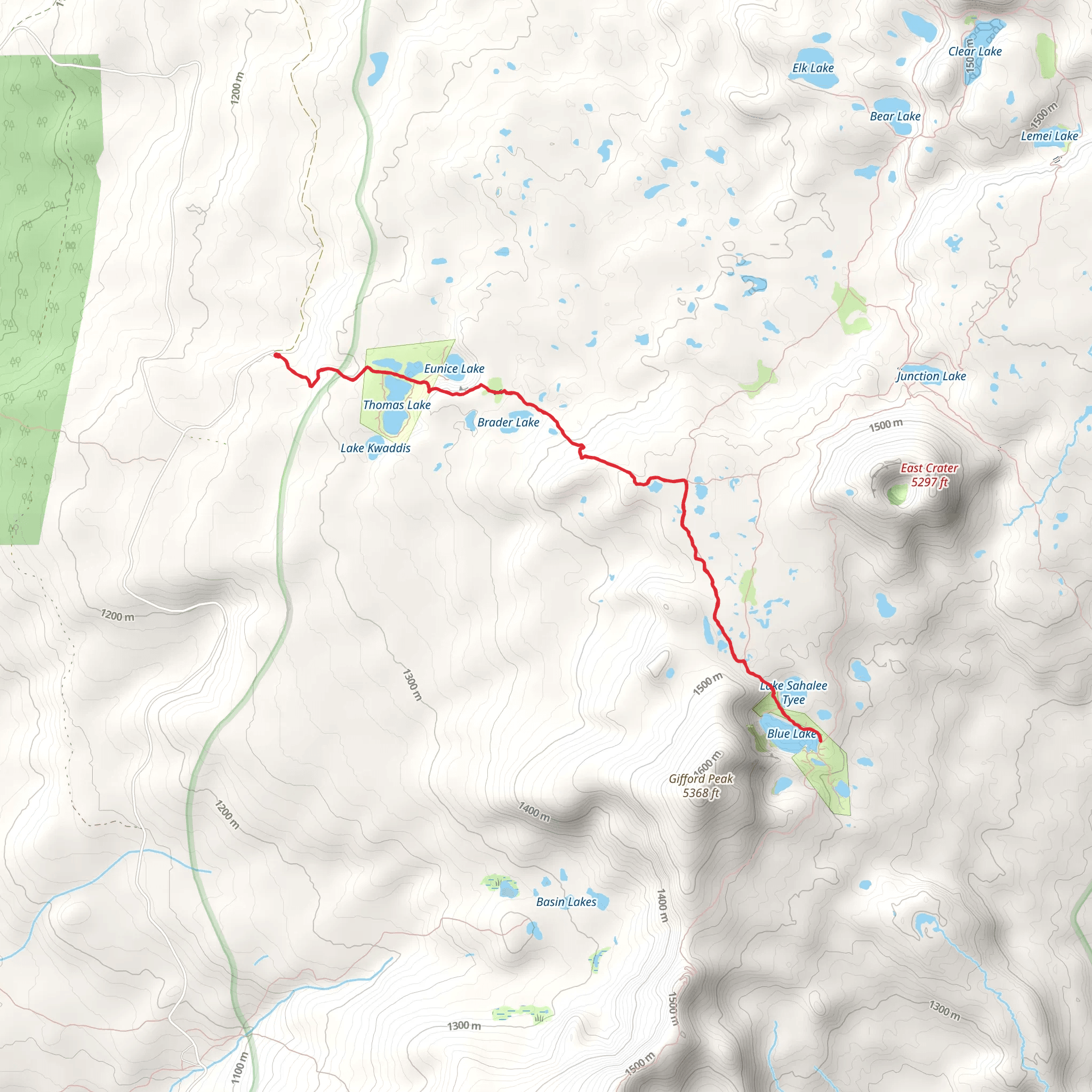 Thomas Lake and Blue Lake Trail mobile static map