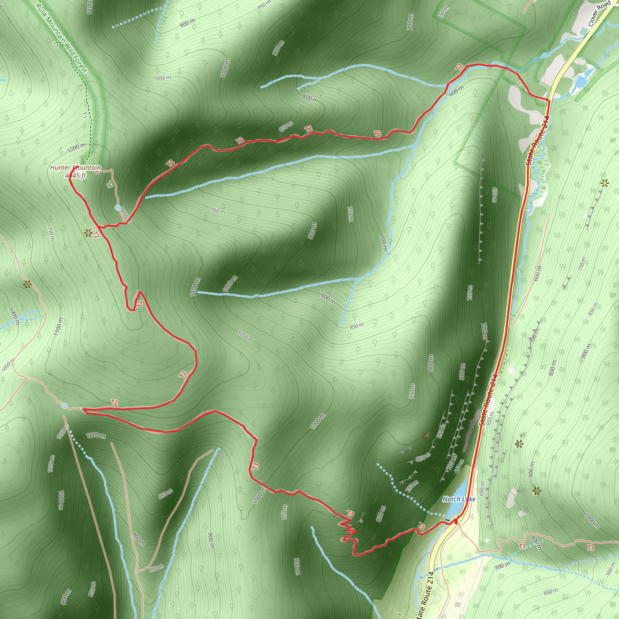 Hunter Mountain and Stony Clove Notch Loop Trail mobile static map