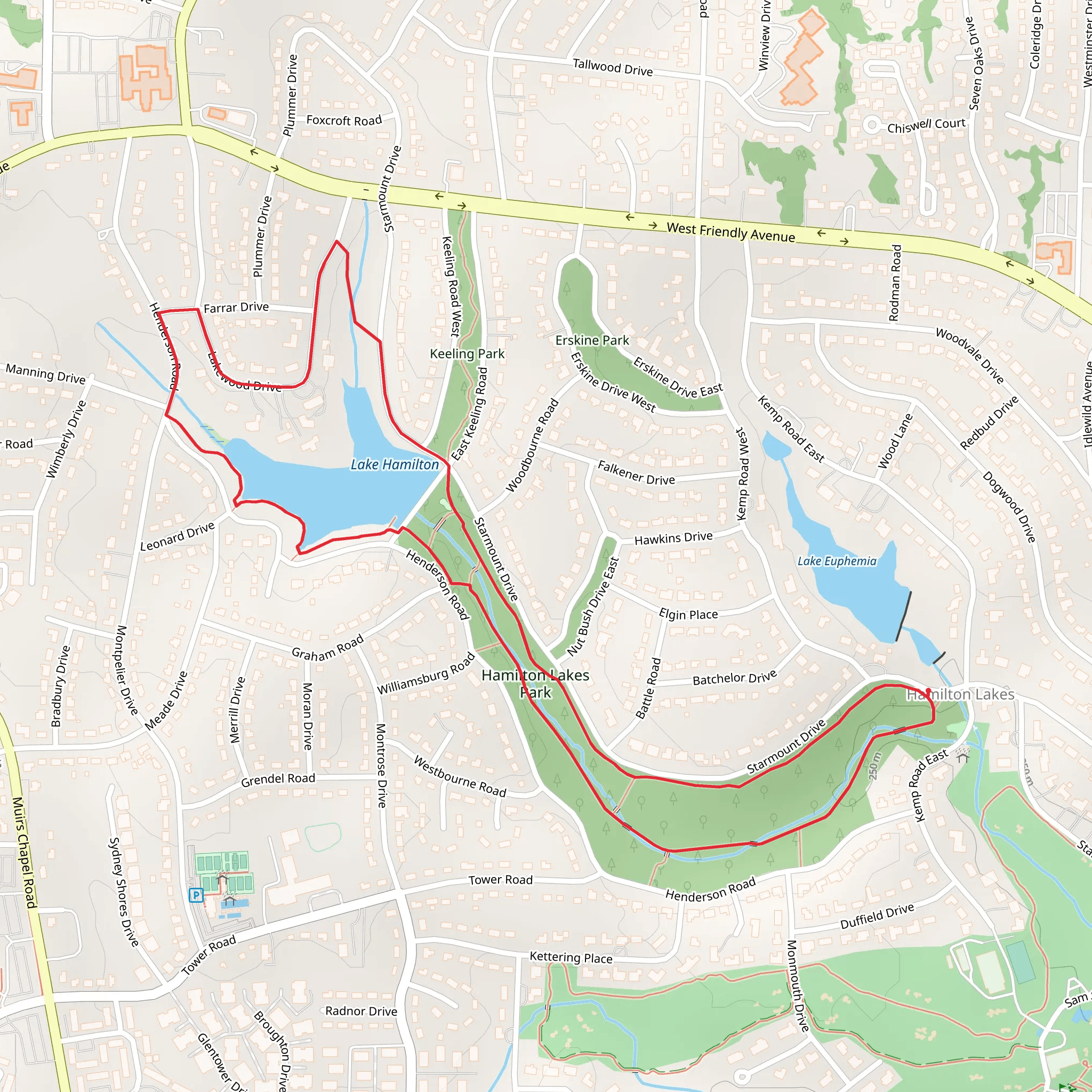Hamilton Lakes Park Loop mobile static map