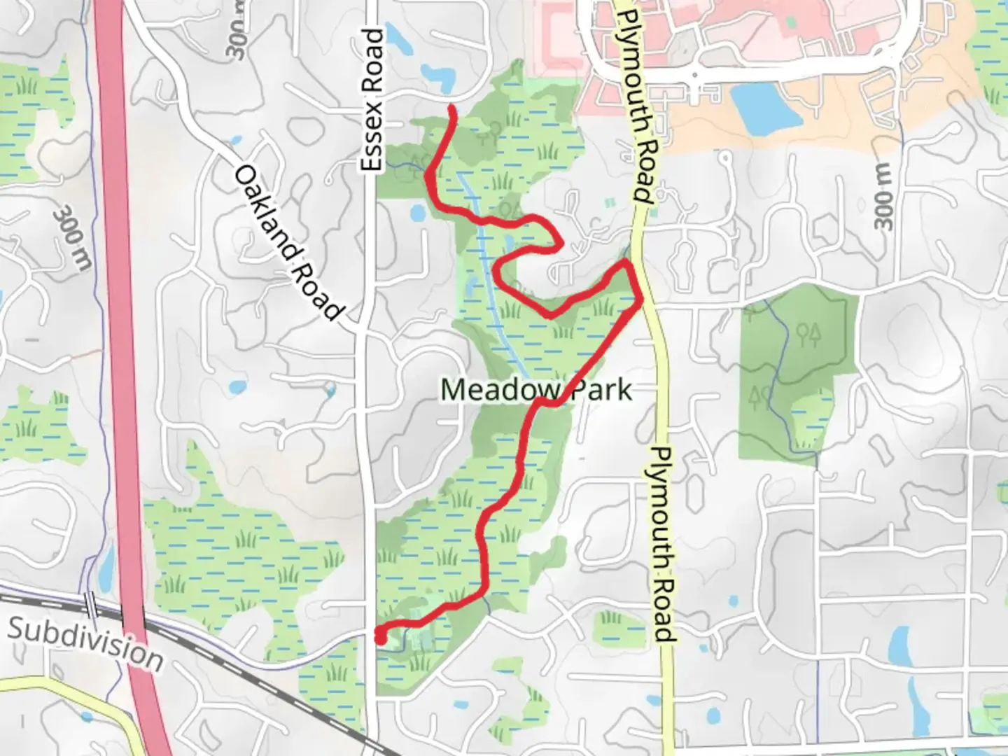 An image depicting the trail Minnetonka Loop Trail in Meadow Park and its surrounding area.
