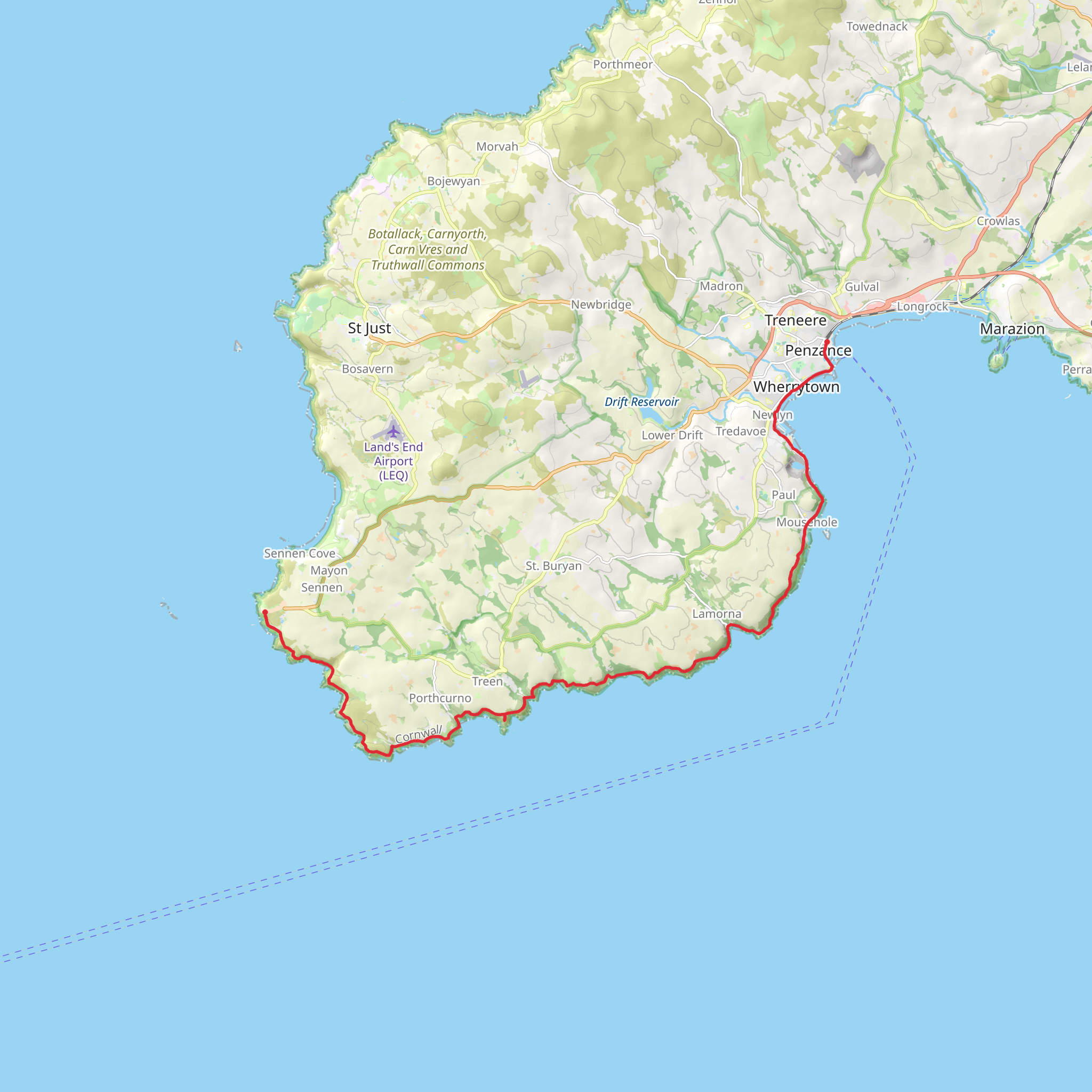 Land's End to Penzance Walk mobile static map