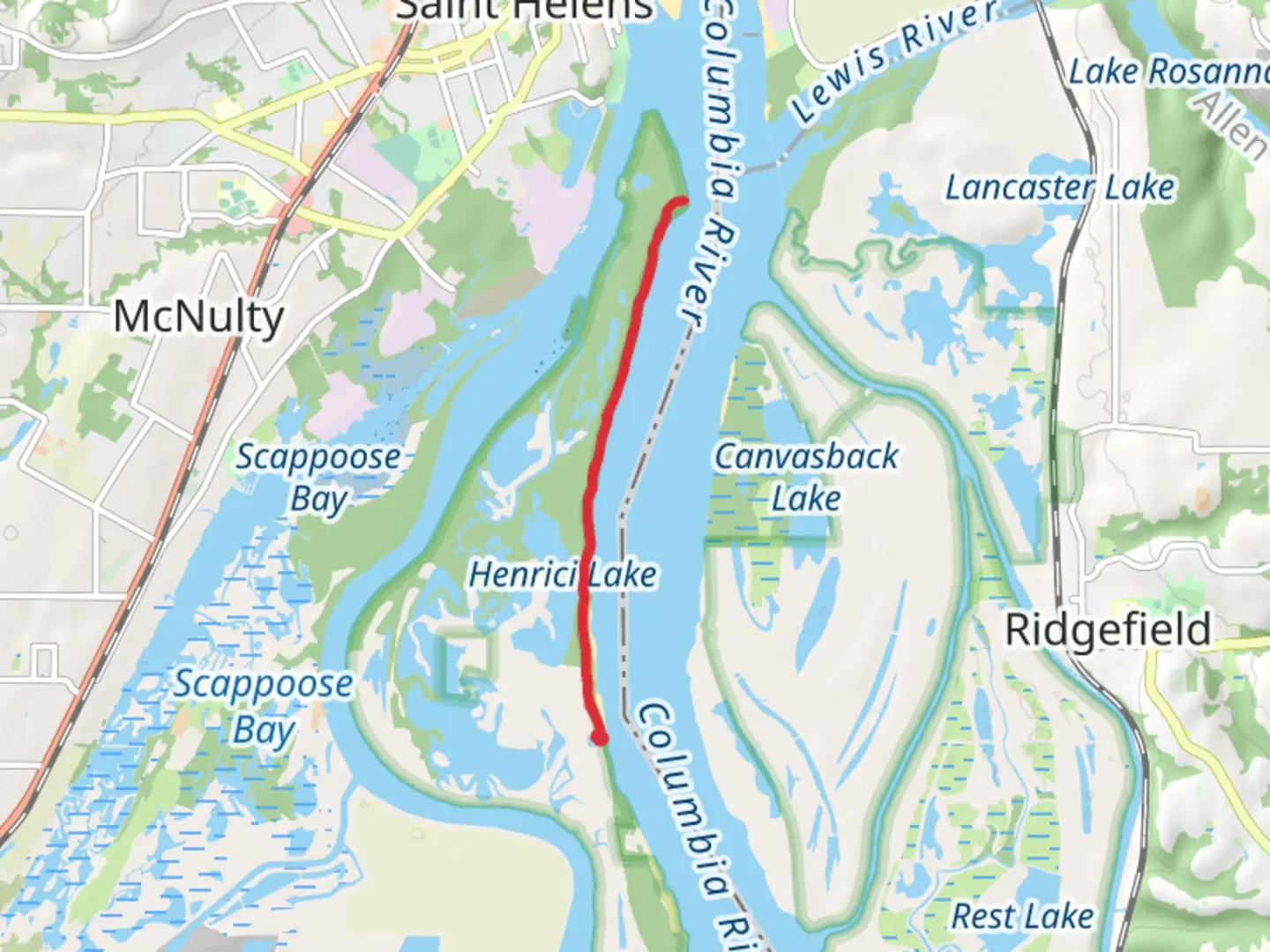 An image depicting the trail Warrior Rock Lighthouse Trail and its surrounding area.