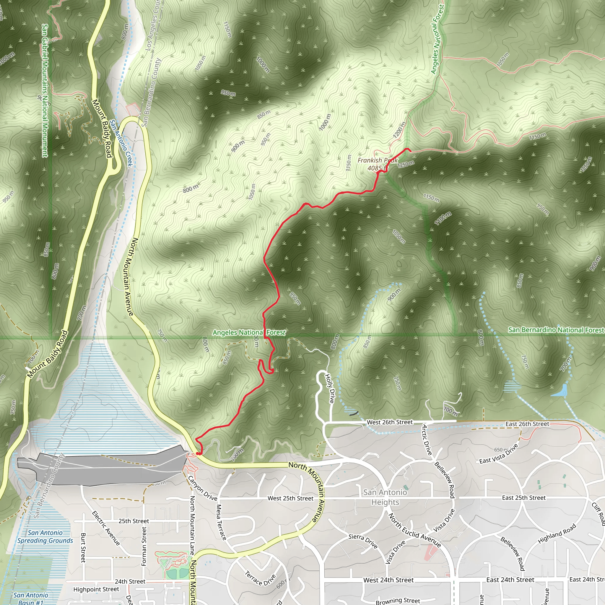 Frankish Peak from North Mountain Avenue mobile static map