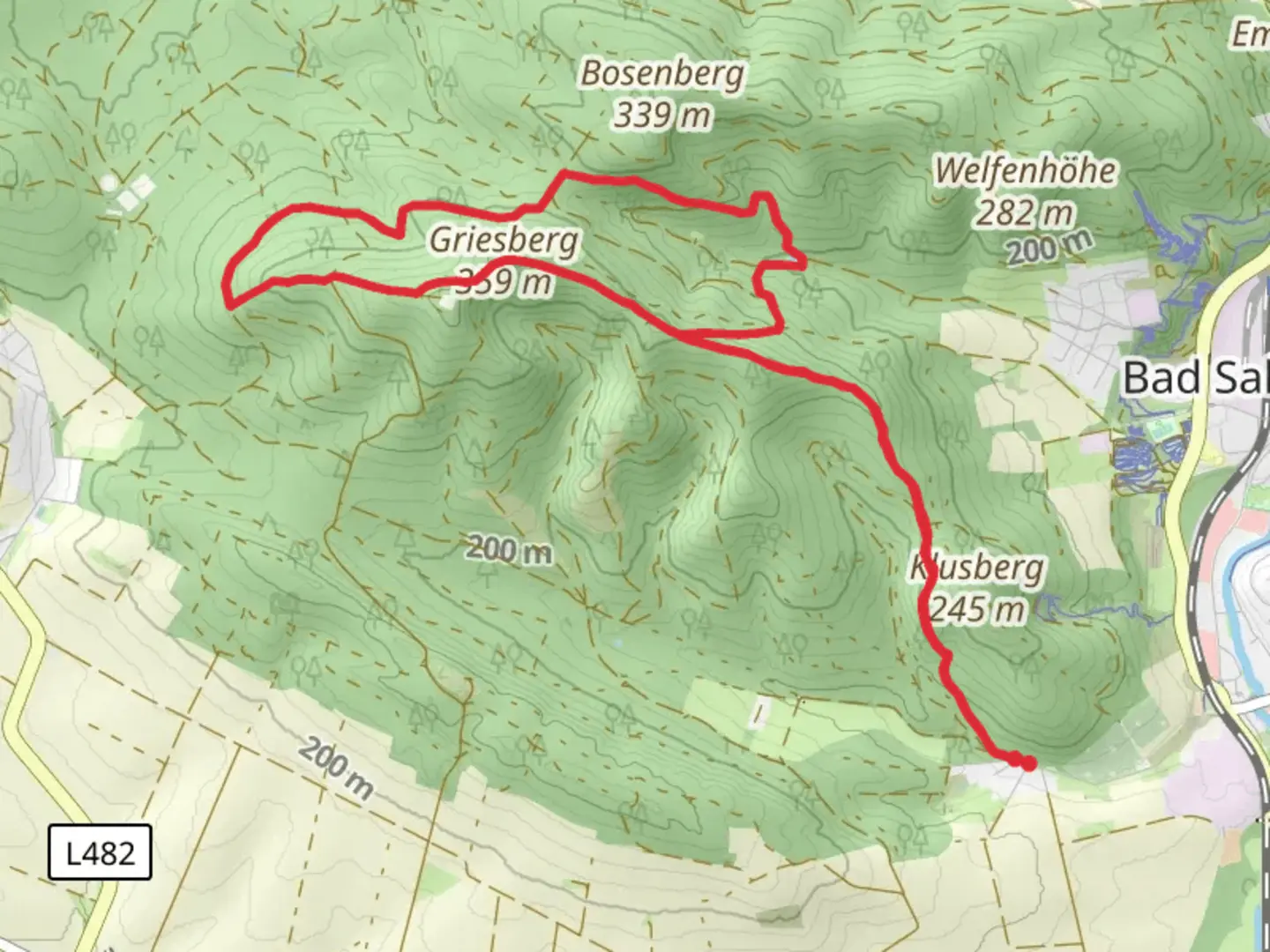 An image depicting the trail Griesberg Circle and its surrounding area.