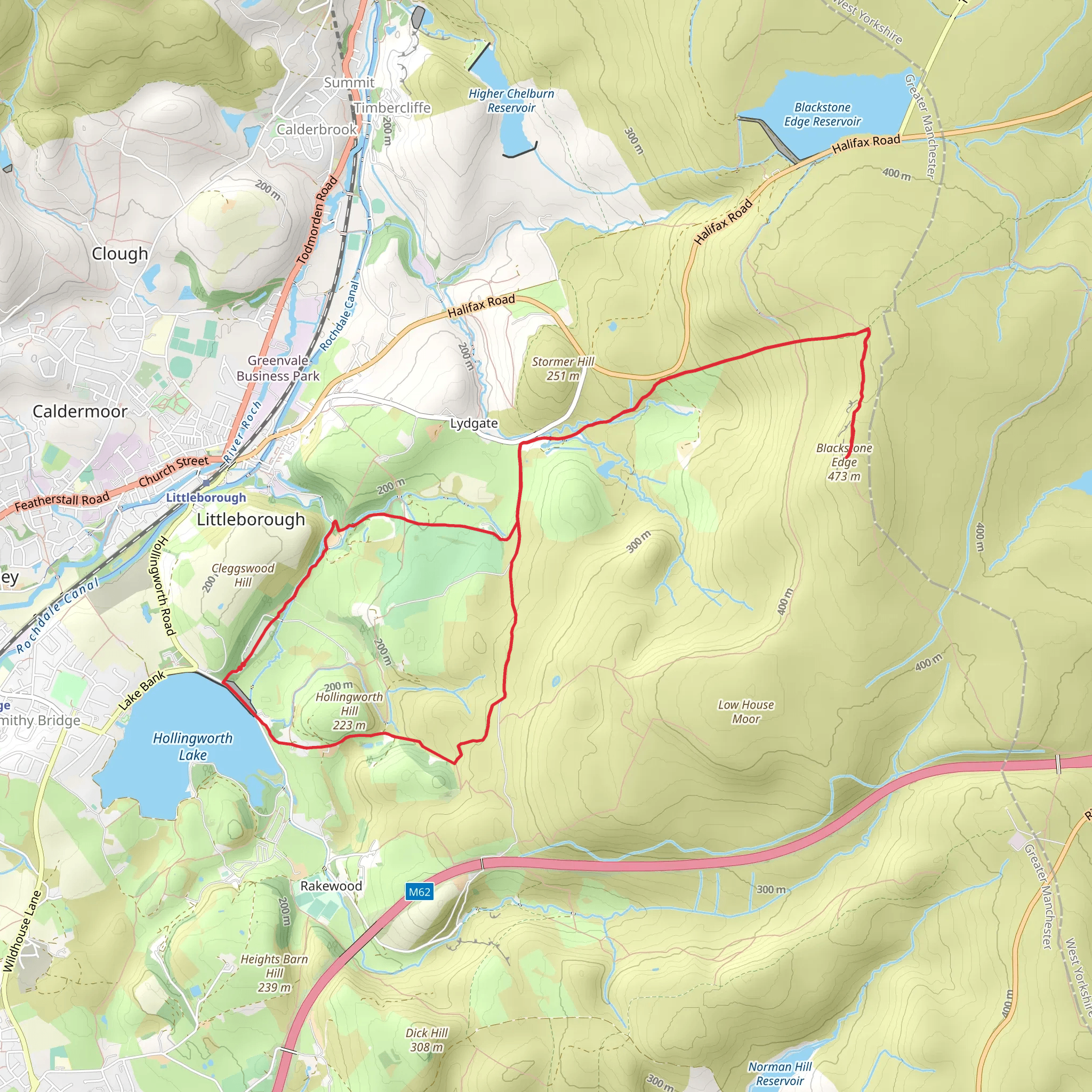 Blackstone Edge and Hollingworth Hill Loop mobile static map