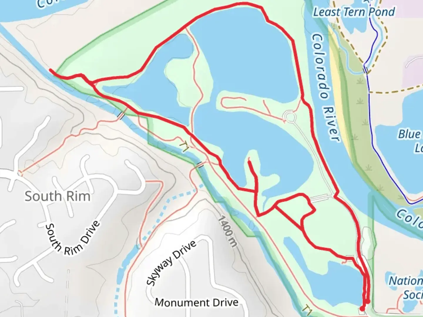 An image depicting the trail Kingfisher Trail and Waterfowl Loop Trail and its surrounding area.