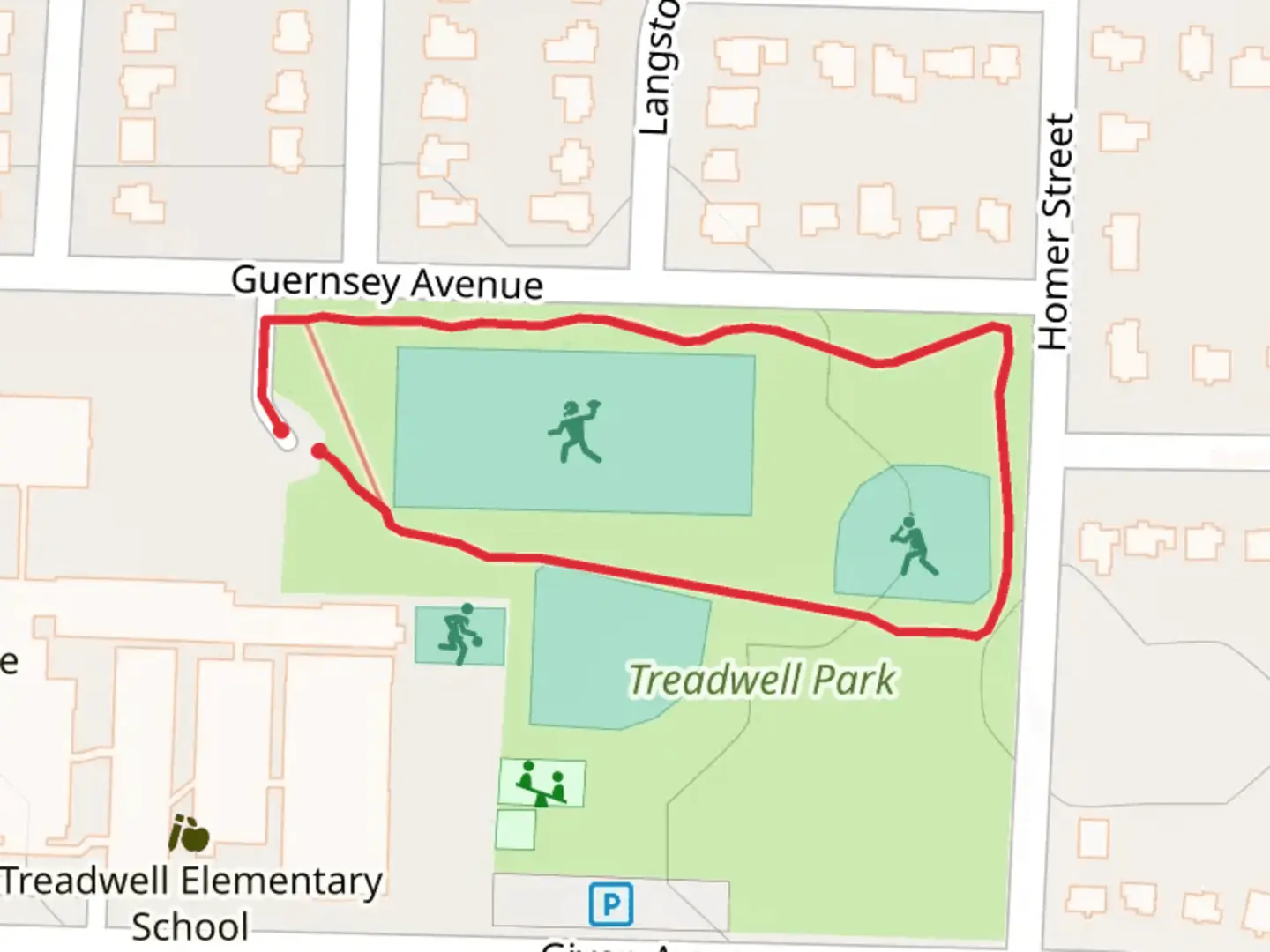 An image depicting the trail Guernsey Avenue Loop and its surrounding area.