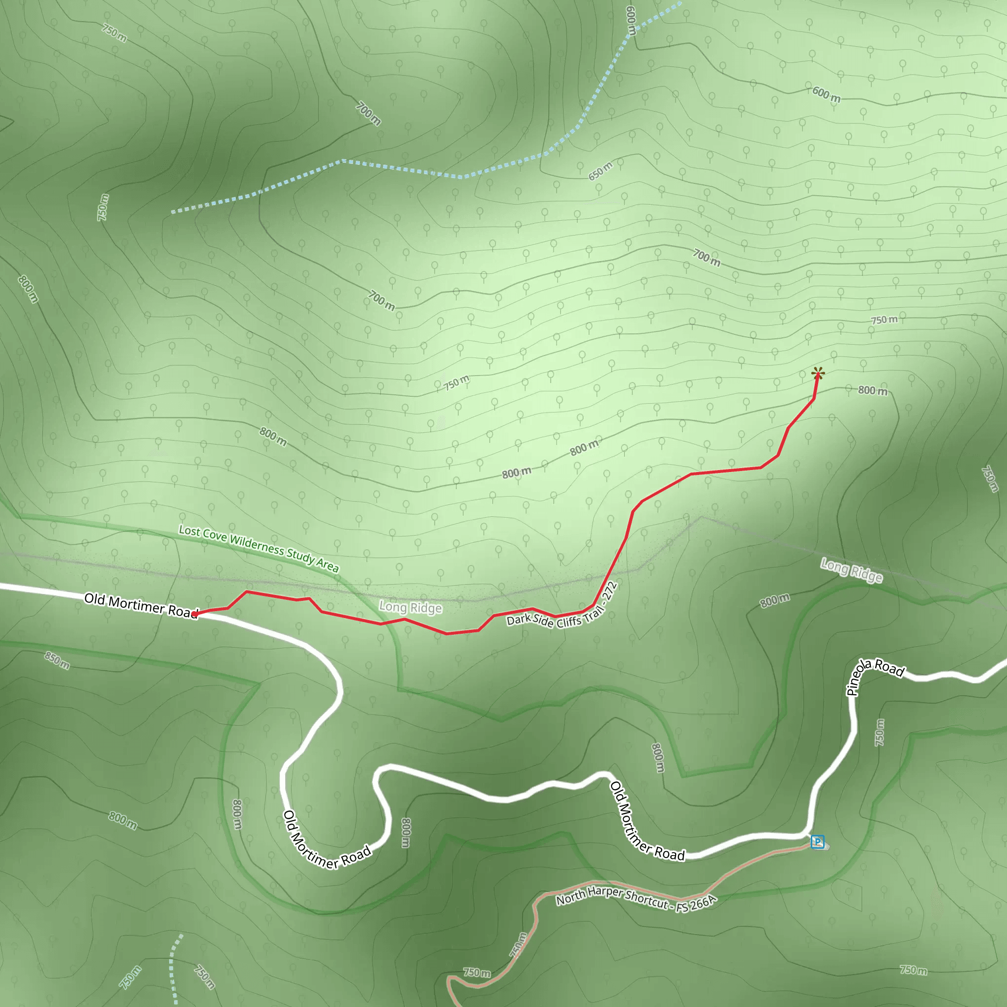 Dark Side Cliffs Trail mobile static map