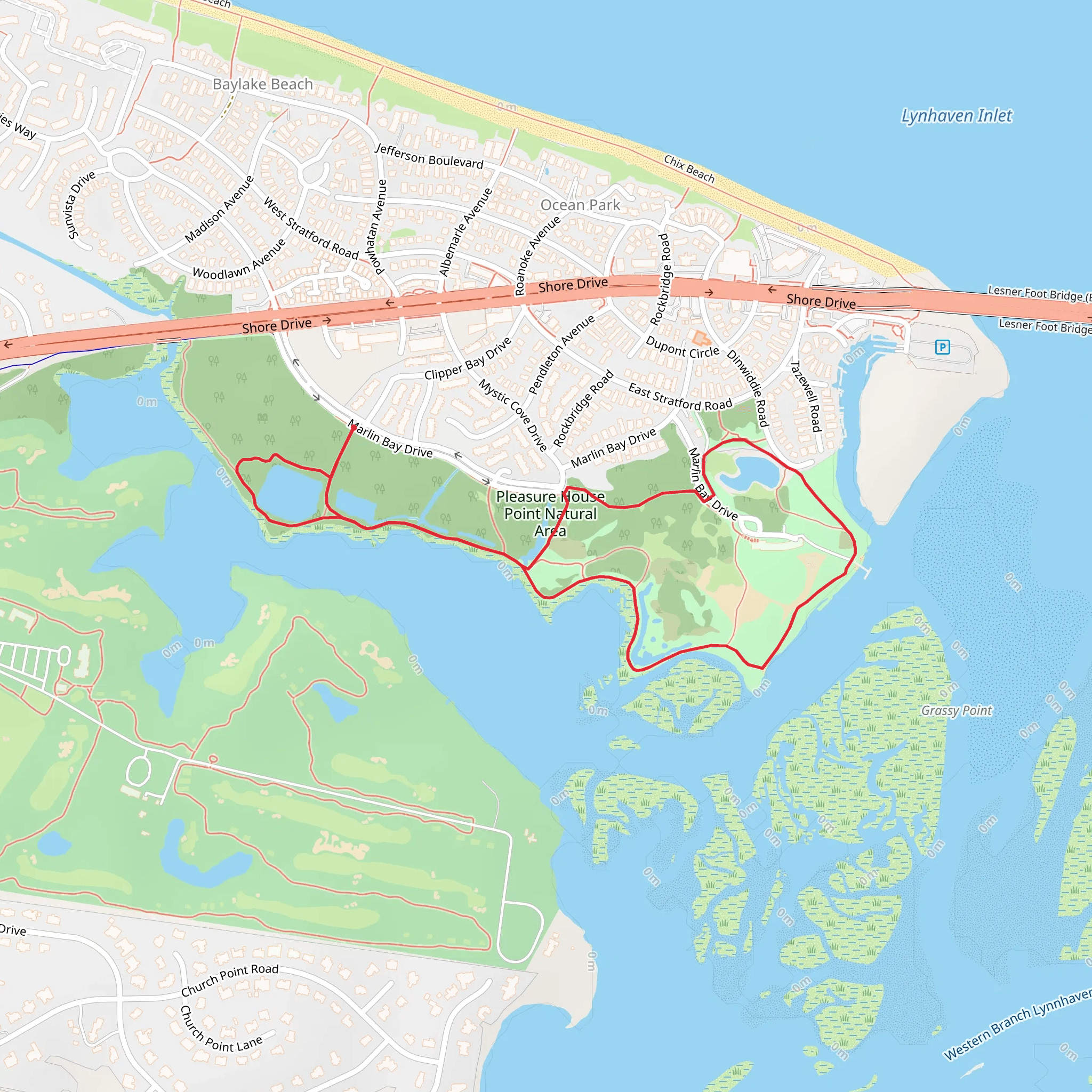 Pleasure House Point Nature Area Loop mobile static map