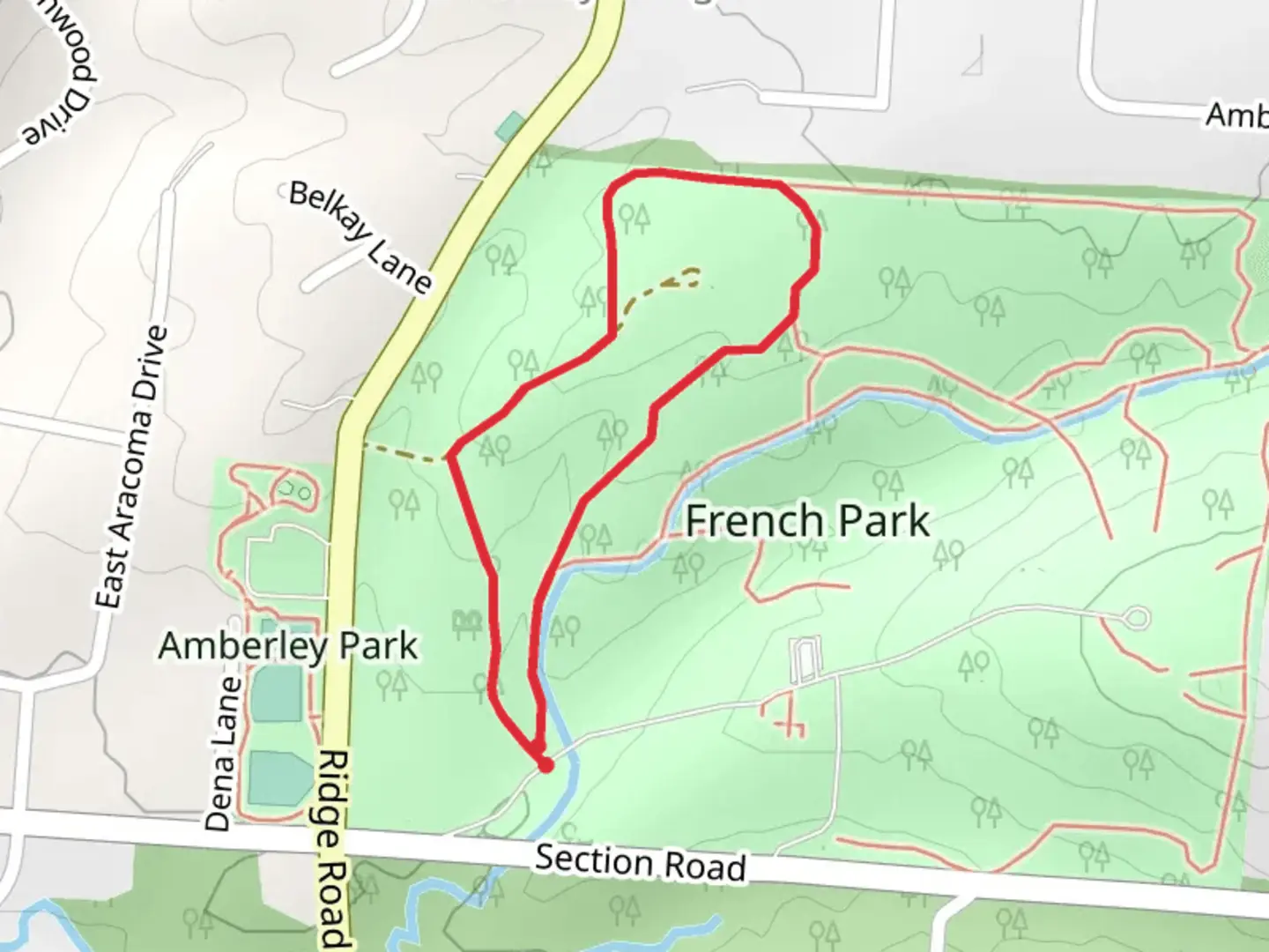 An image depicting the trail French Park North Loop and its surrounding area.