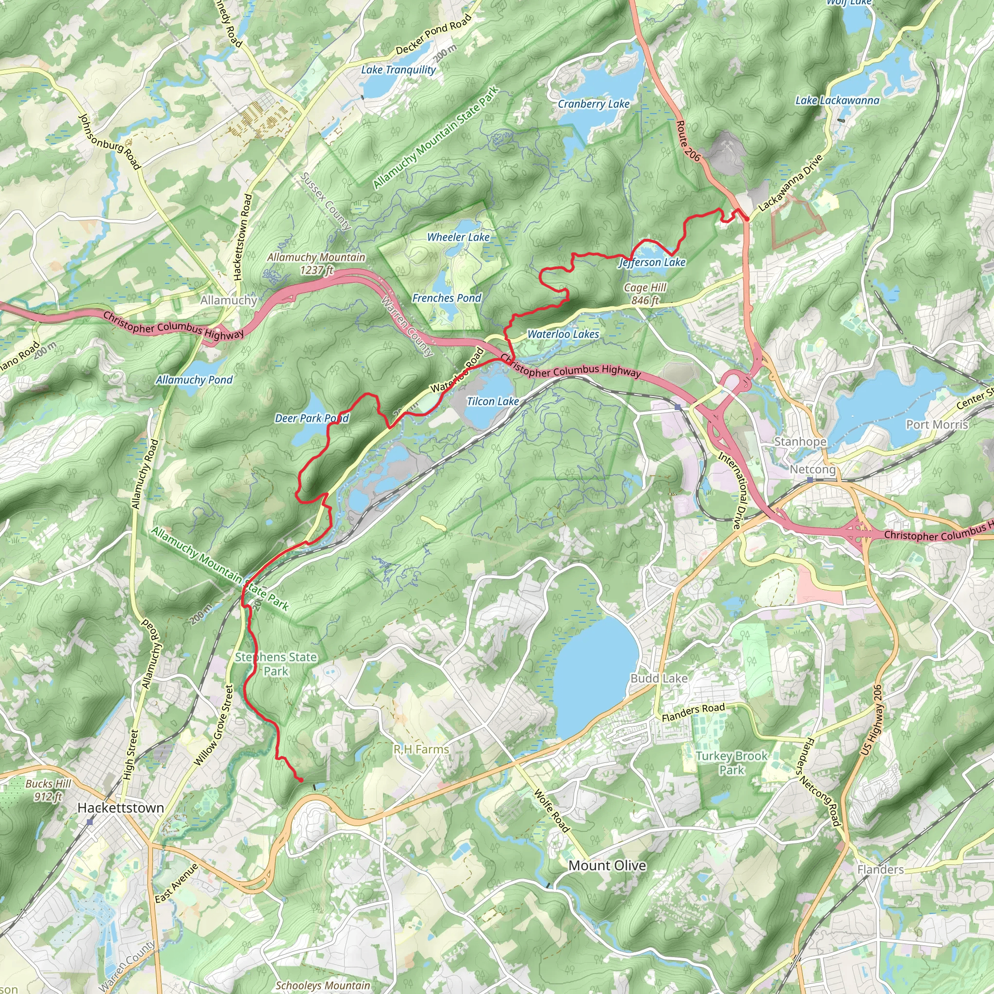 Jefferson Lake, Morris Canal and Saxton Falls via Highlands Trail mobile static map