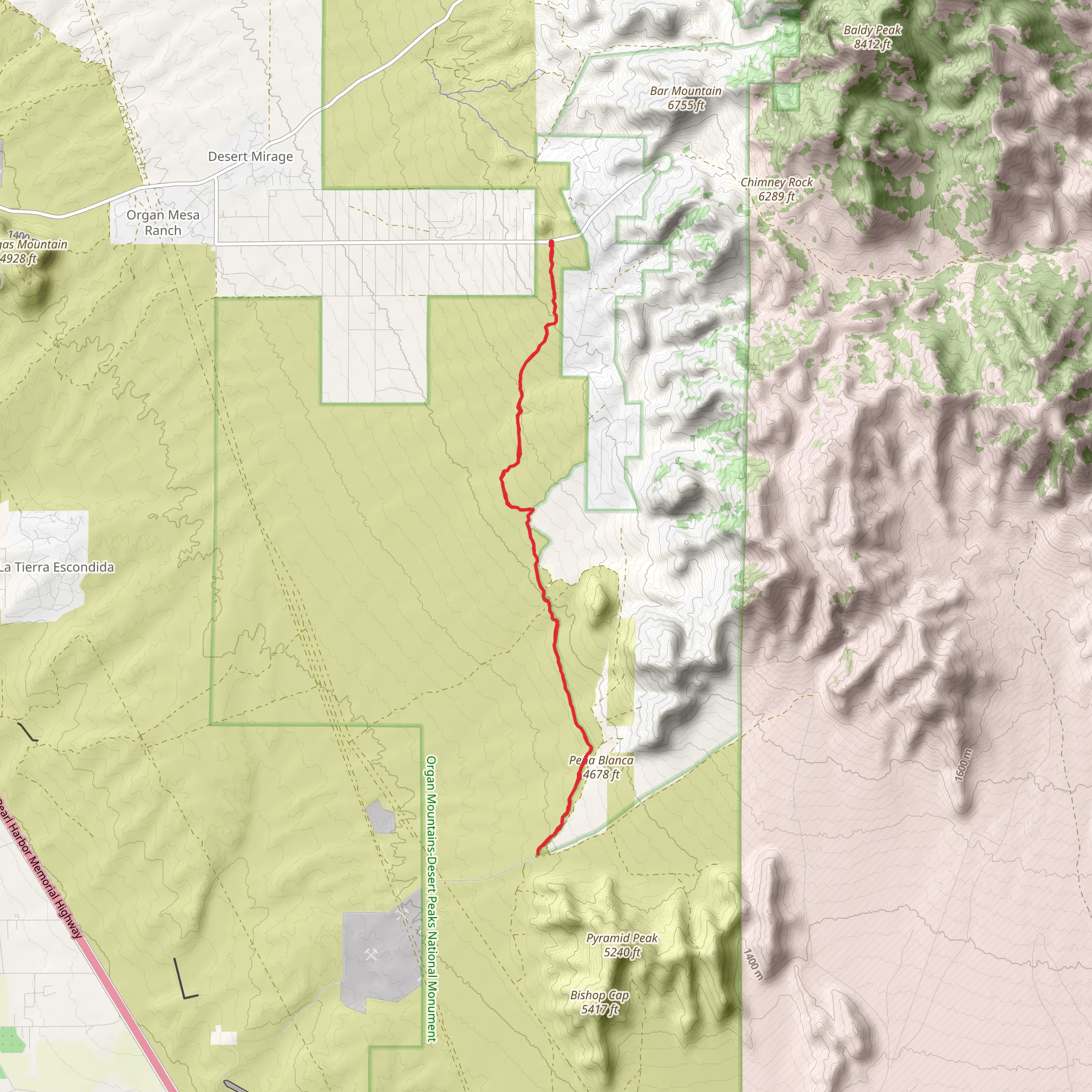 Sierra Vista Short Trail mobile static map
