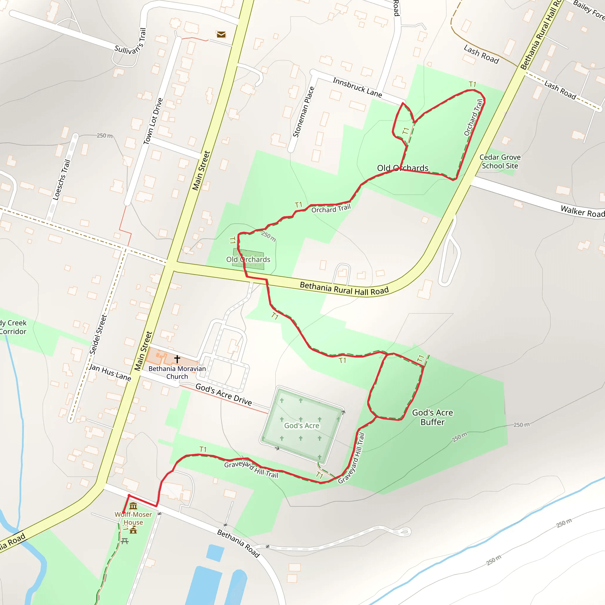 Graveyard Hill and Orchard Loop Trail mobile static map