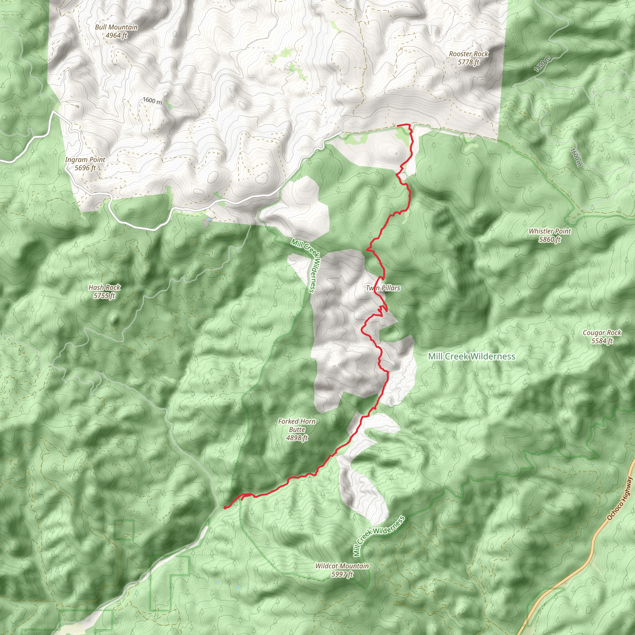 Twin Pillars Trail mobile static map