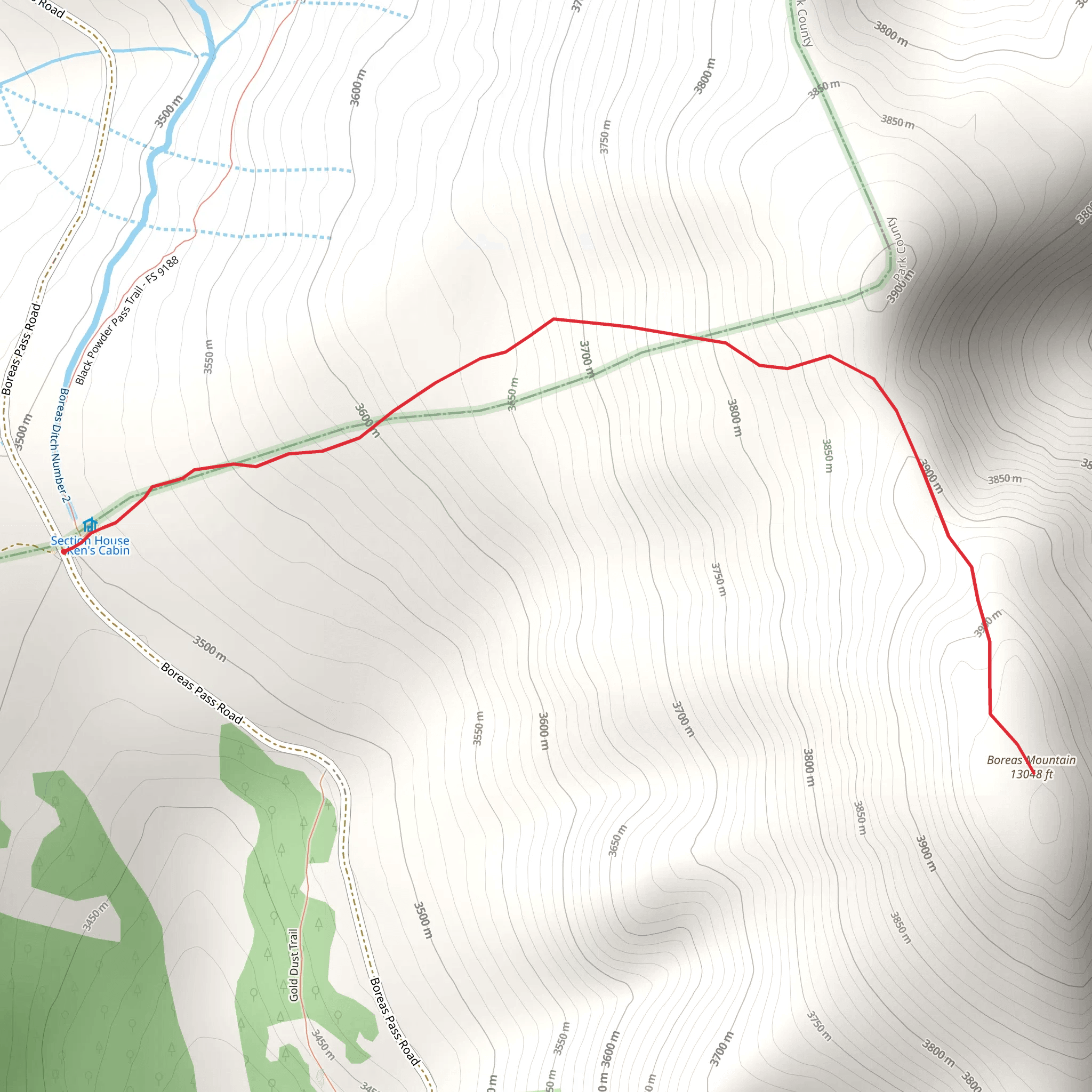 Boreas Mountain via Boreas Pass mobile static map
