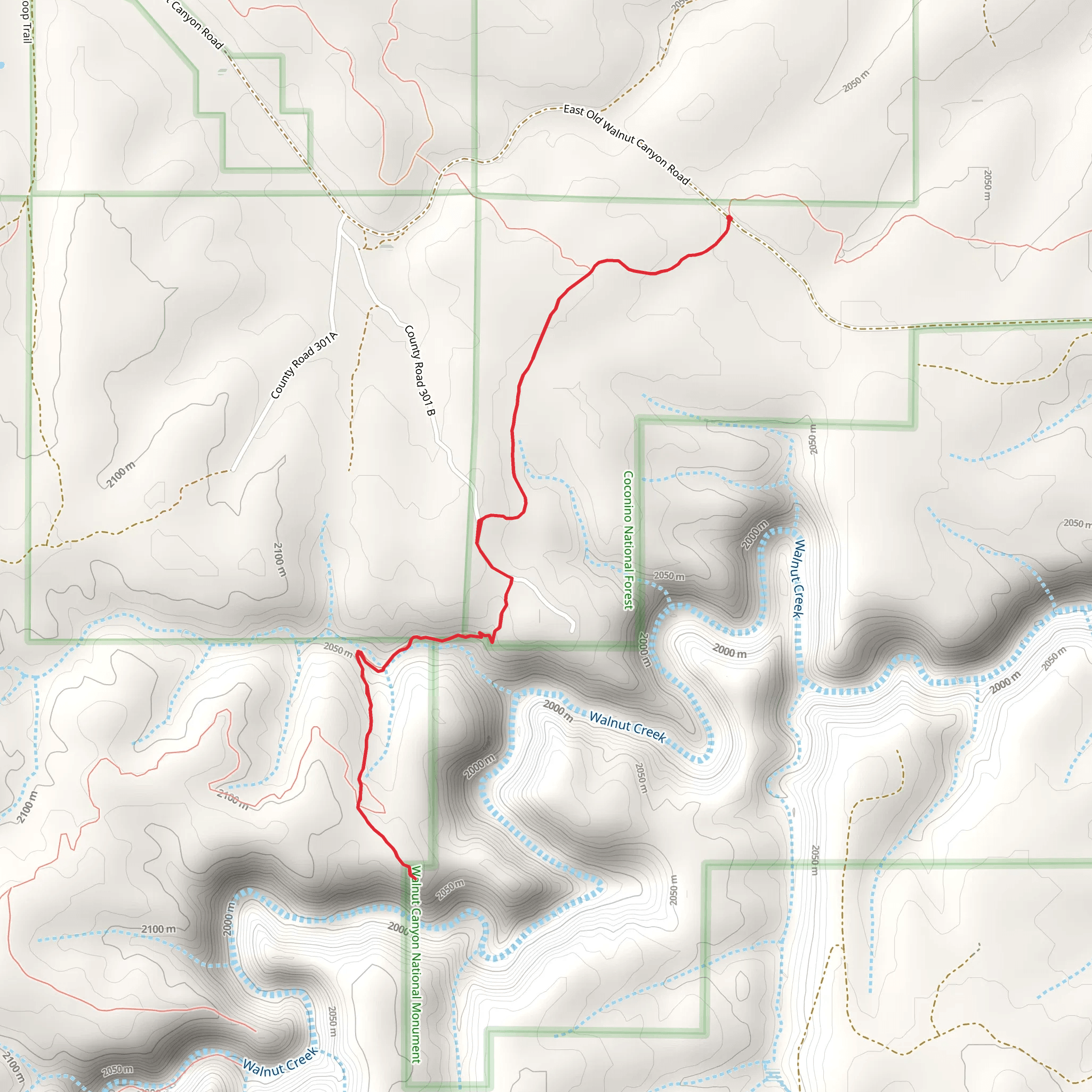 Walnut Creek via Arizona Trail mobile static map
