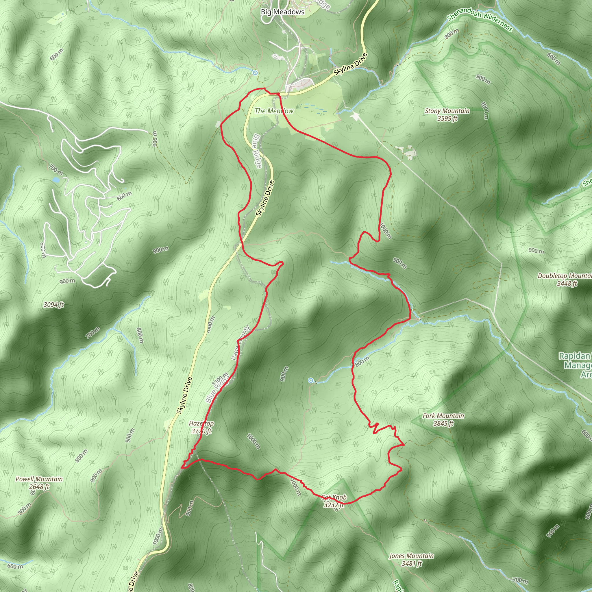 Hazeltop and Cat Knob Loop mobile static map