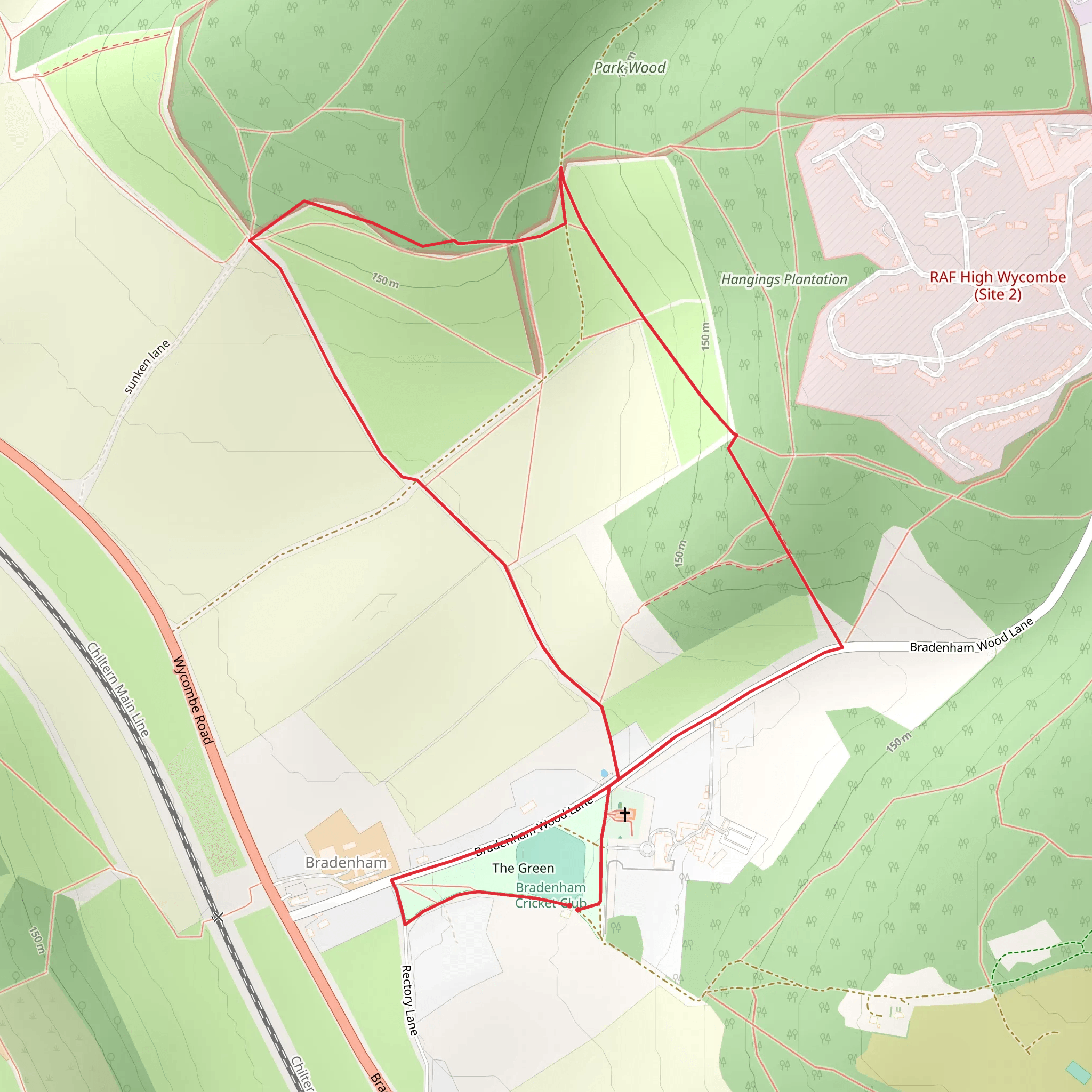 Bradenham Woods Loop mobile static map