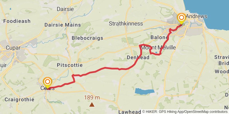 Saint Andrews Walk from Edinburgh stage 6 Map