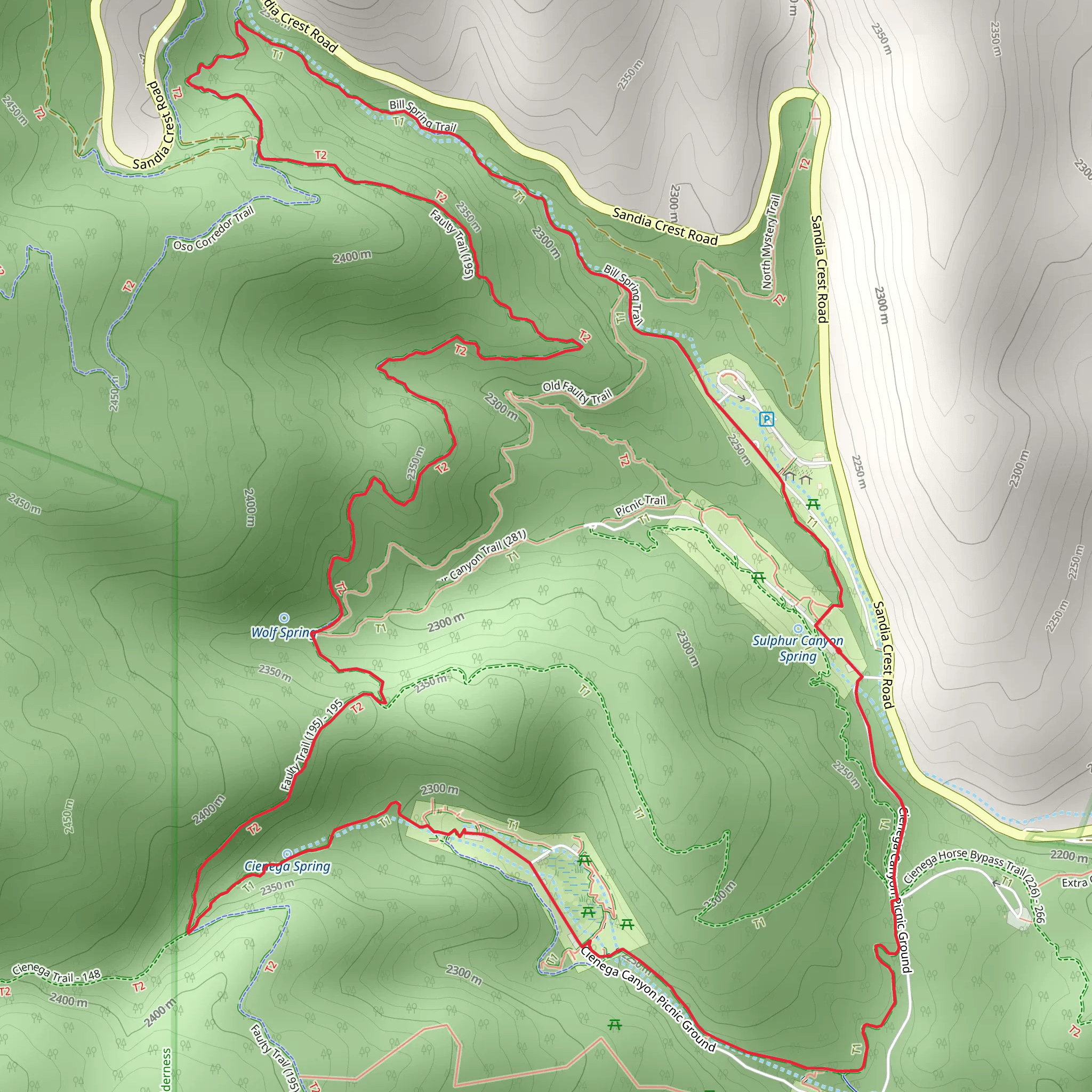 Acequia Trail, Faulty Trail and Bill Spring Loop Trail mobile static map