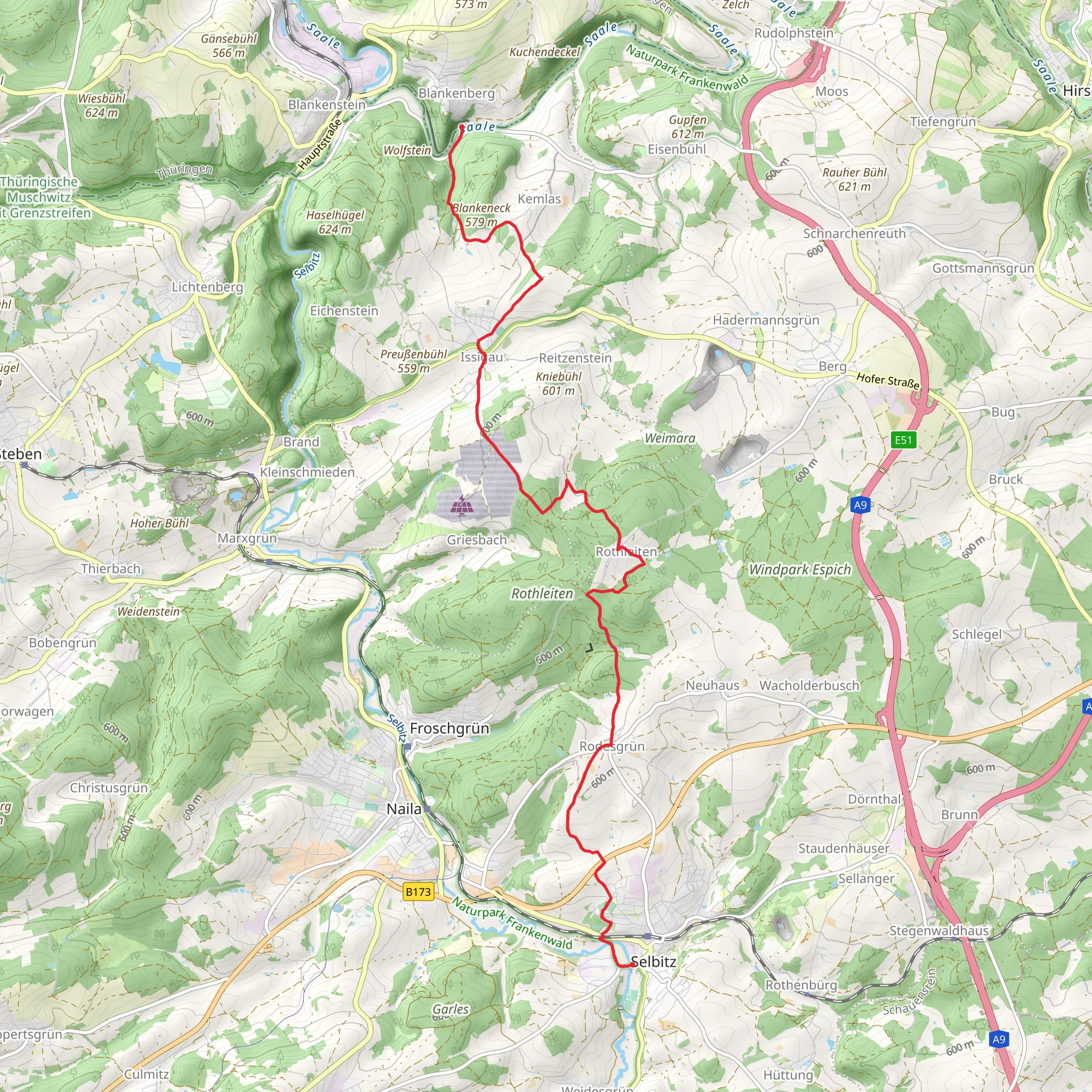 Blankenberg to Selbitz Walk mobile static map