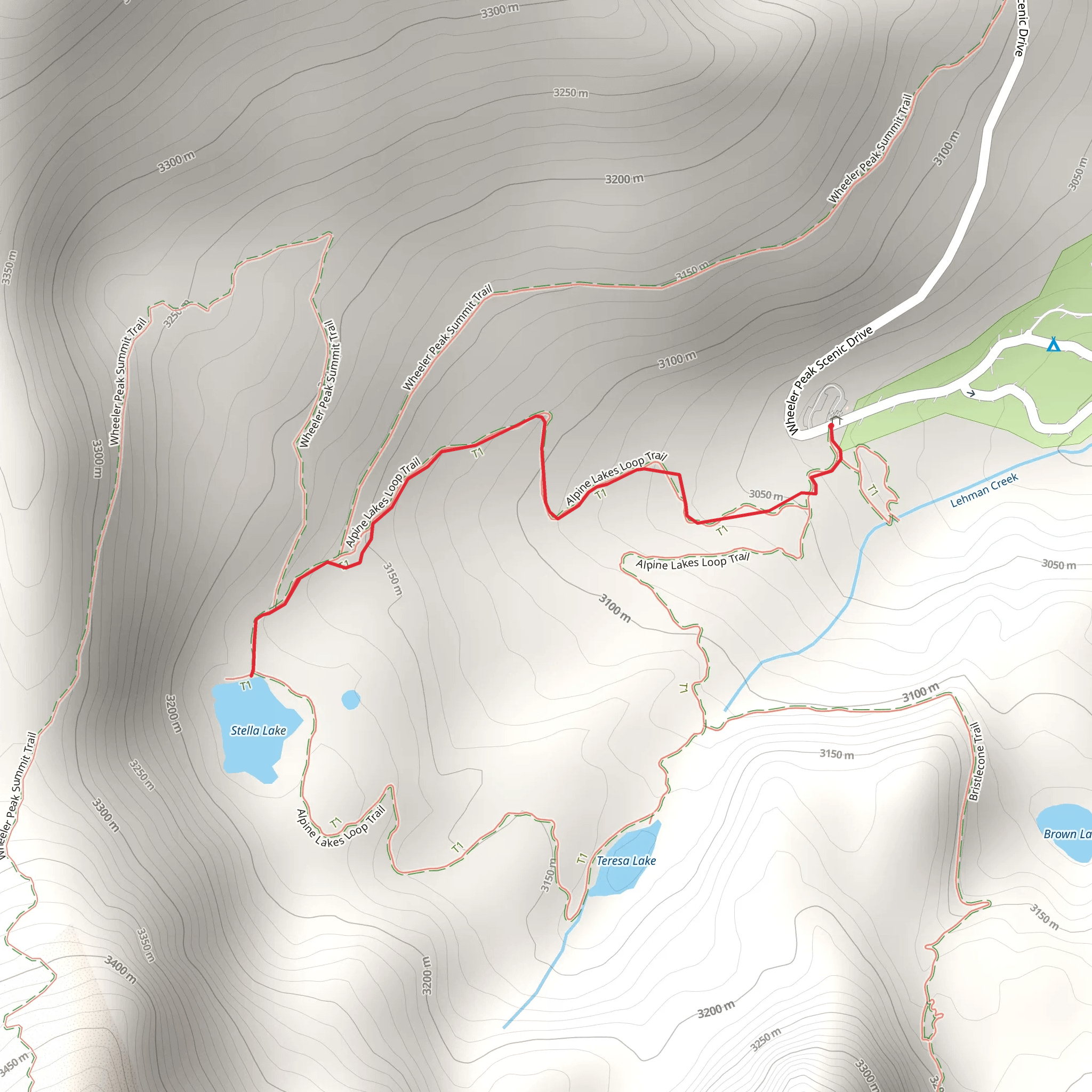 Stella Lake via Alpine Lakes Loop Trail mobile static map