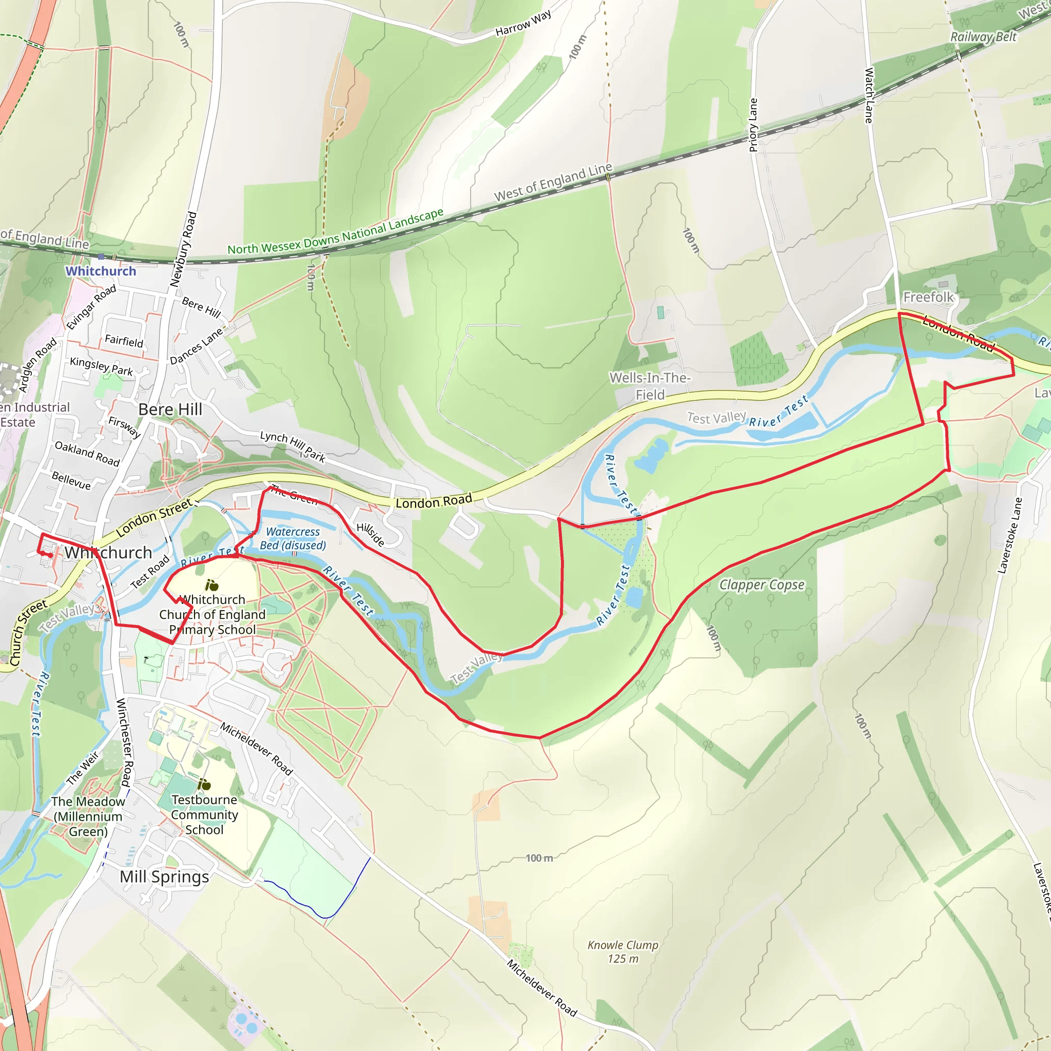 Watercress Bed and Freefolk River Test mobile static map