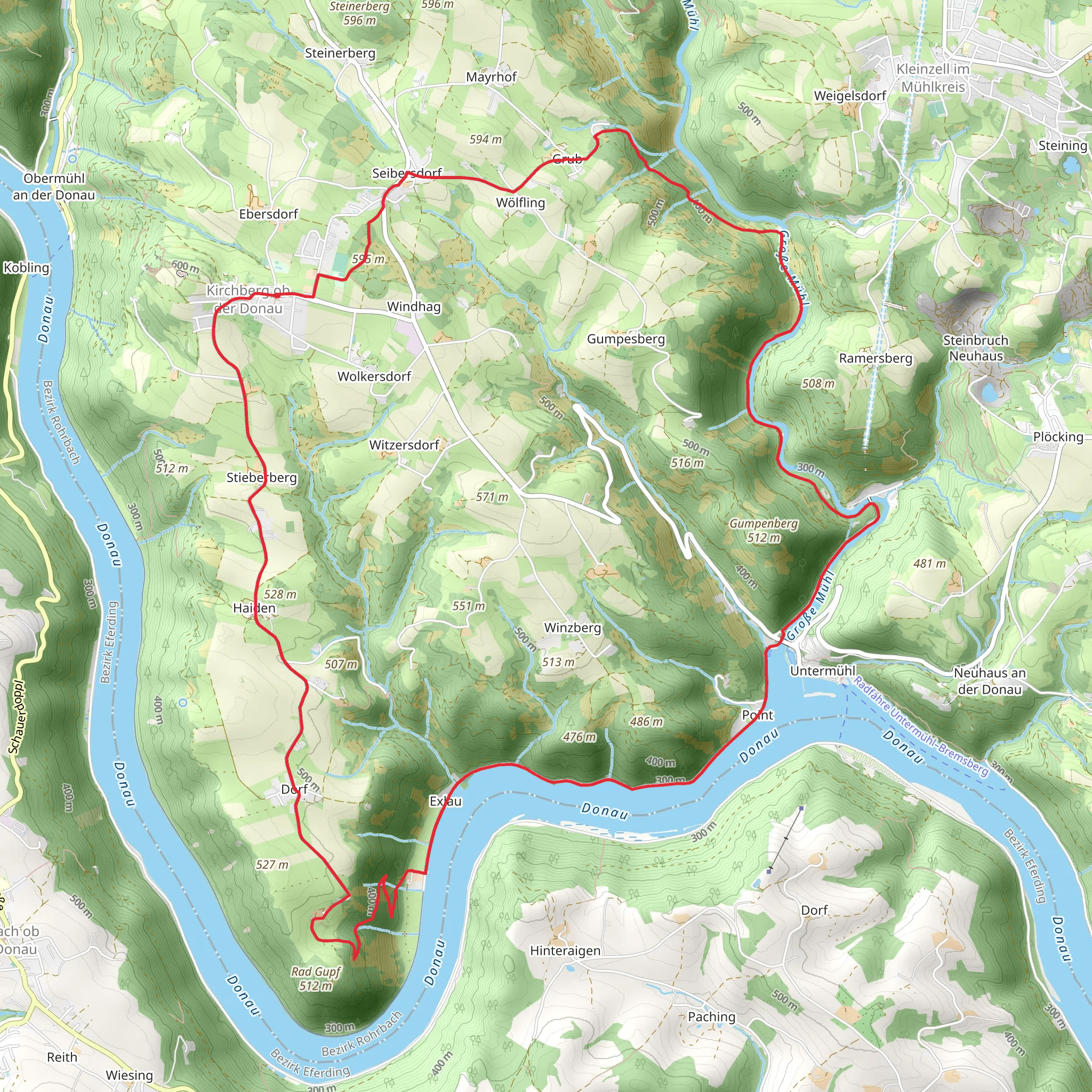 Kirchberg Donausteig Loop Trail mobile static map