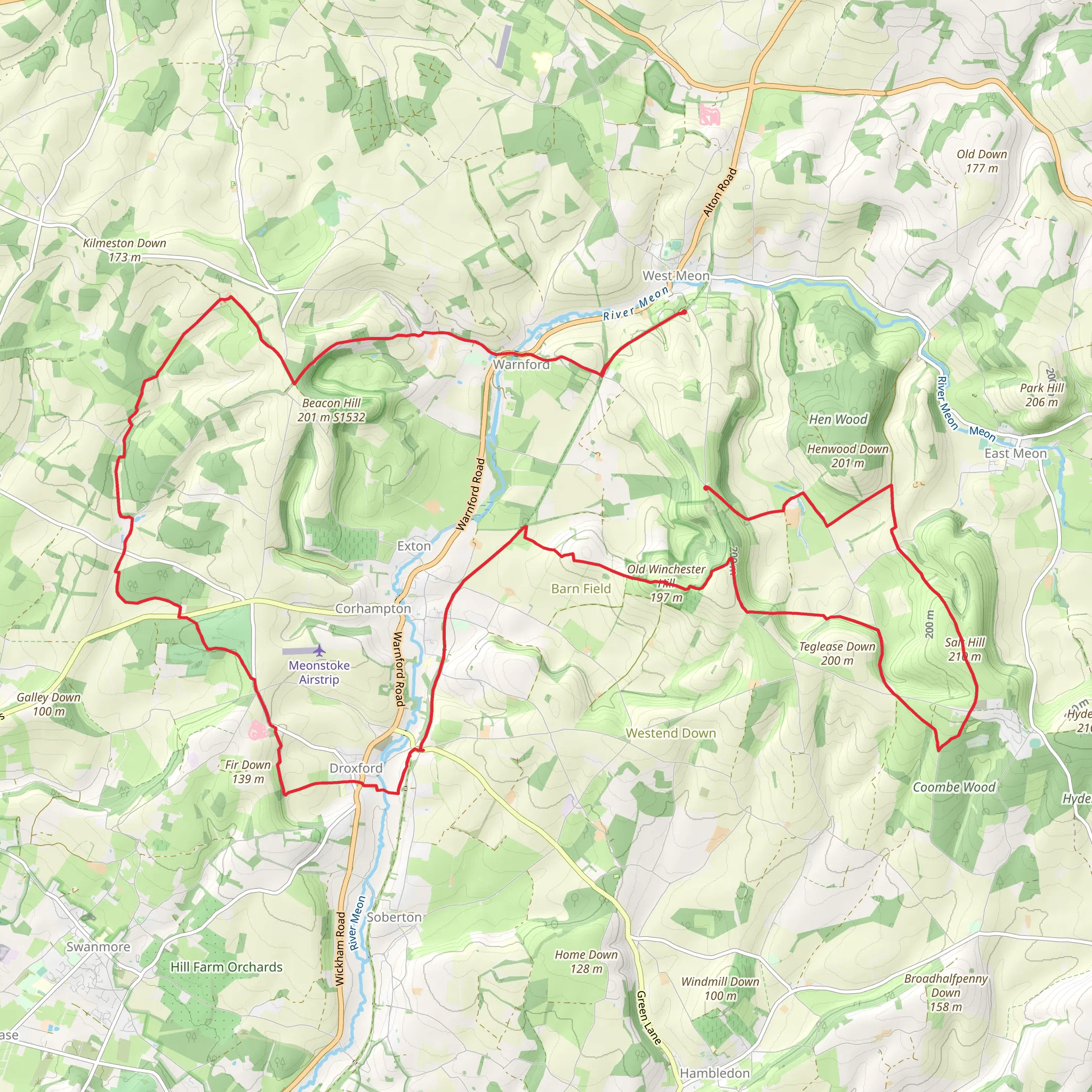 Hike from West Meon mobile static map