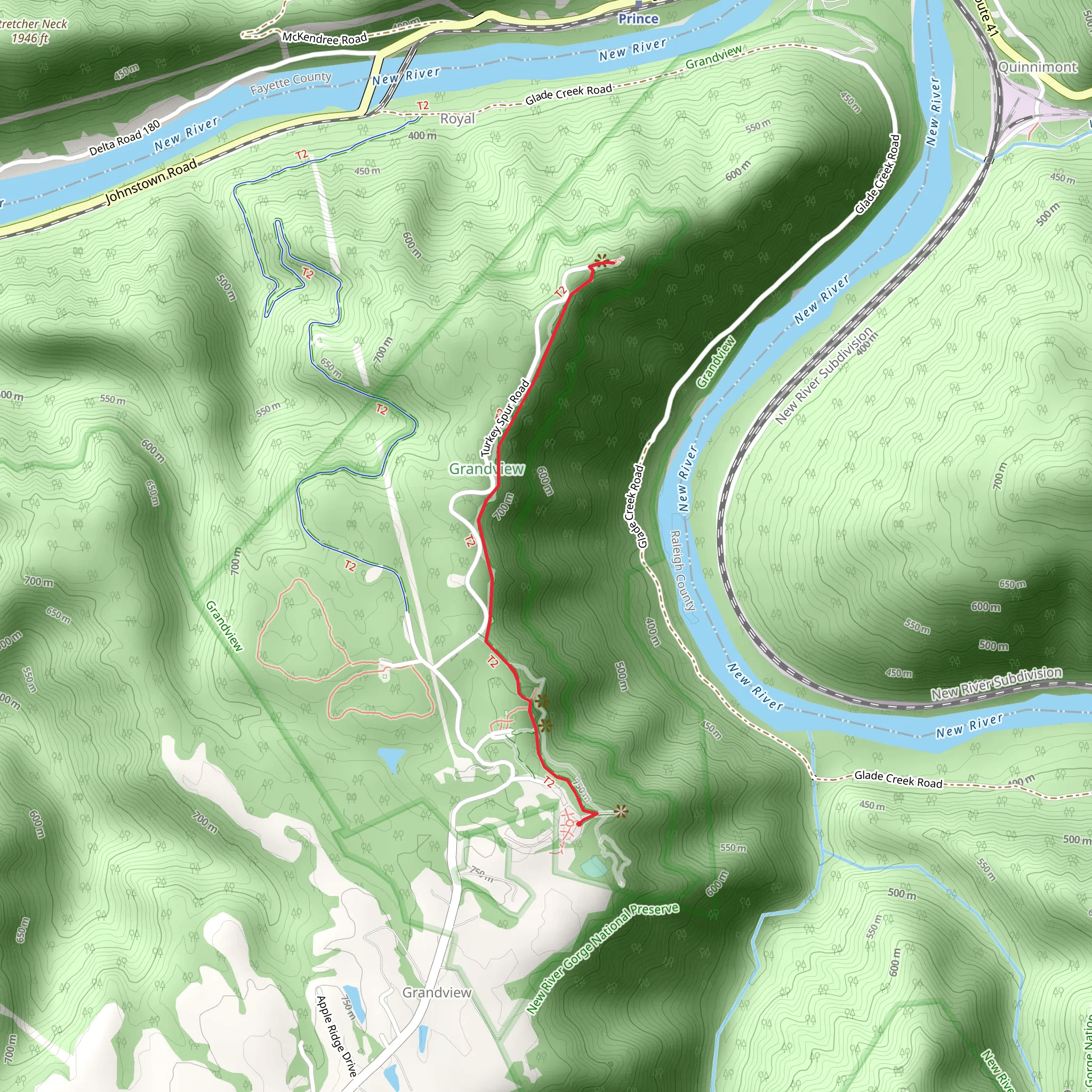 Turkey Spur Rock via Grandview Rim Trail mobile static map