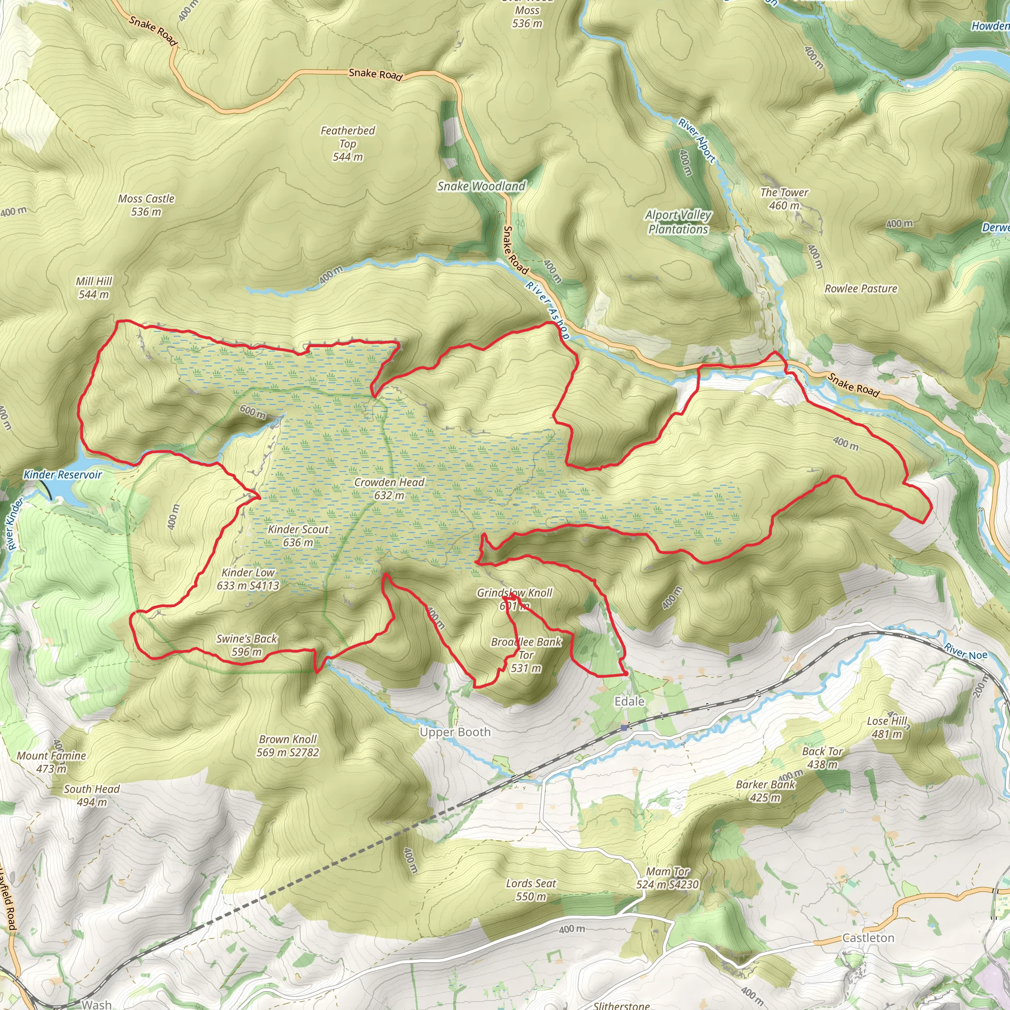 Kinder Loop from Edale mobile static map