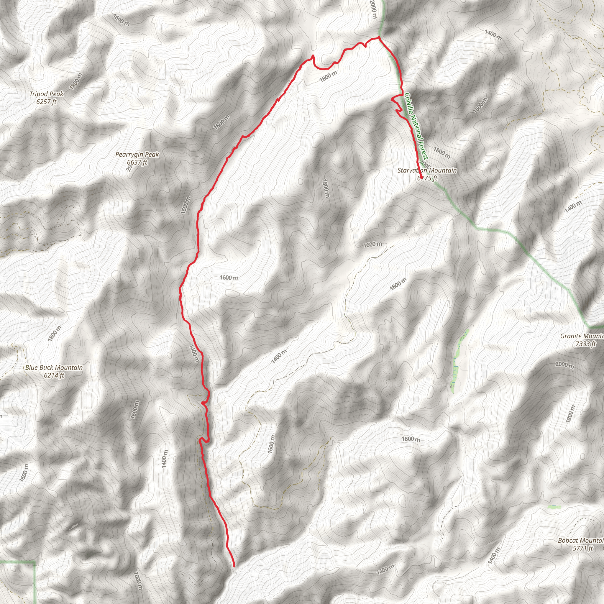 Blue Buck via Golden Stairway Trail mobile static map