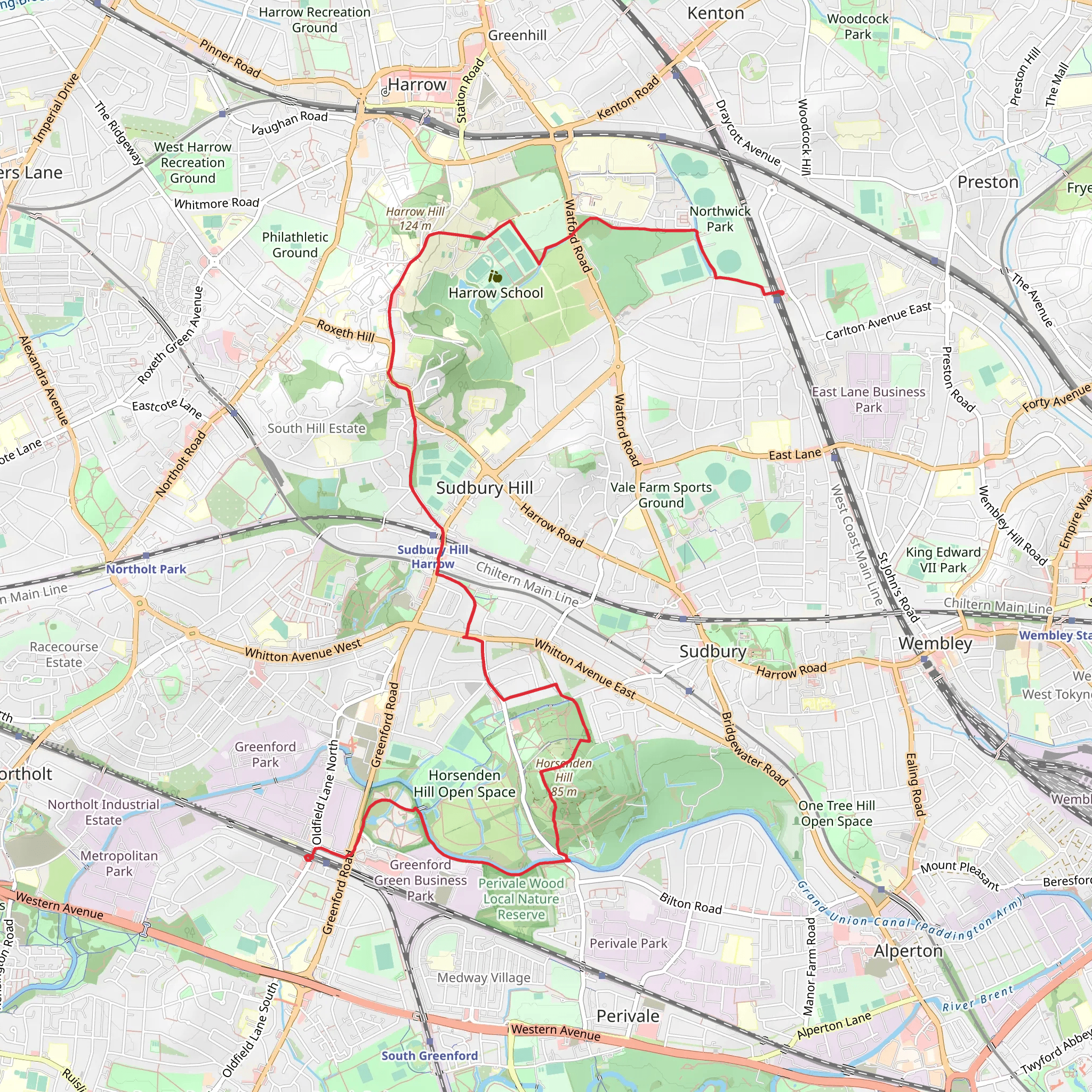 Horsenden Wood and Northwick Park Walk mobile static map
